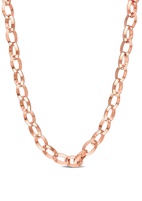 18k Rose Gold Plated Sterling Silver 10.5 Millimeter Rolo Chain Necklace