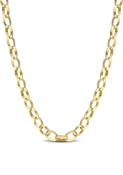 18k Yellow Gold Plated Sterling Silver Rolo Chain Necklace