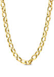 18k Yellow Gold Plated Sterling Silver 10.5 Millimeter Rolo Chain Necklace