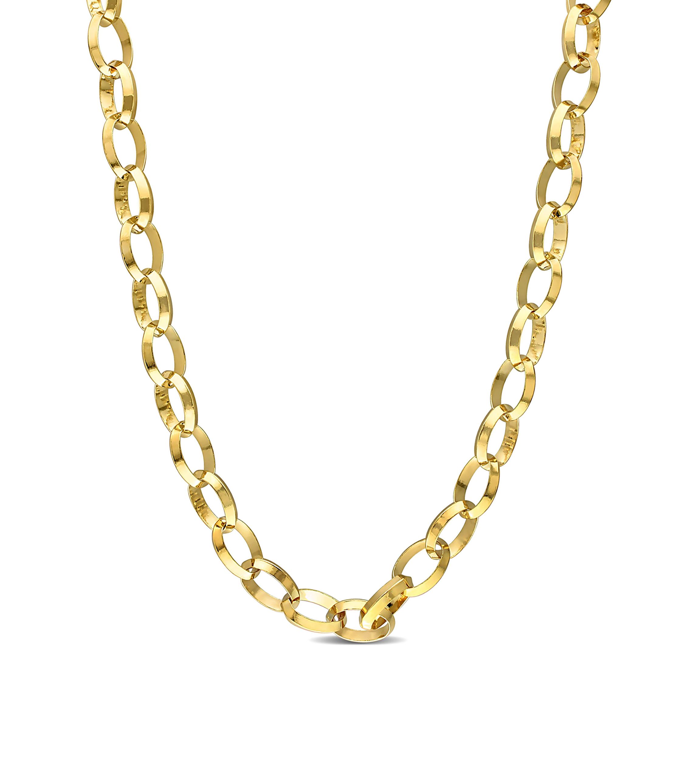 18k Yellow Gold Plated Sterling Silver 10.5mm Rolo Chain Necklace