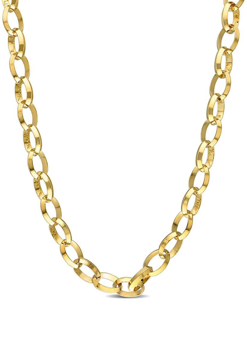 18k Yellow Gold Plated Sterling Silver 10.5mm Rolo Chain Necklace