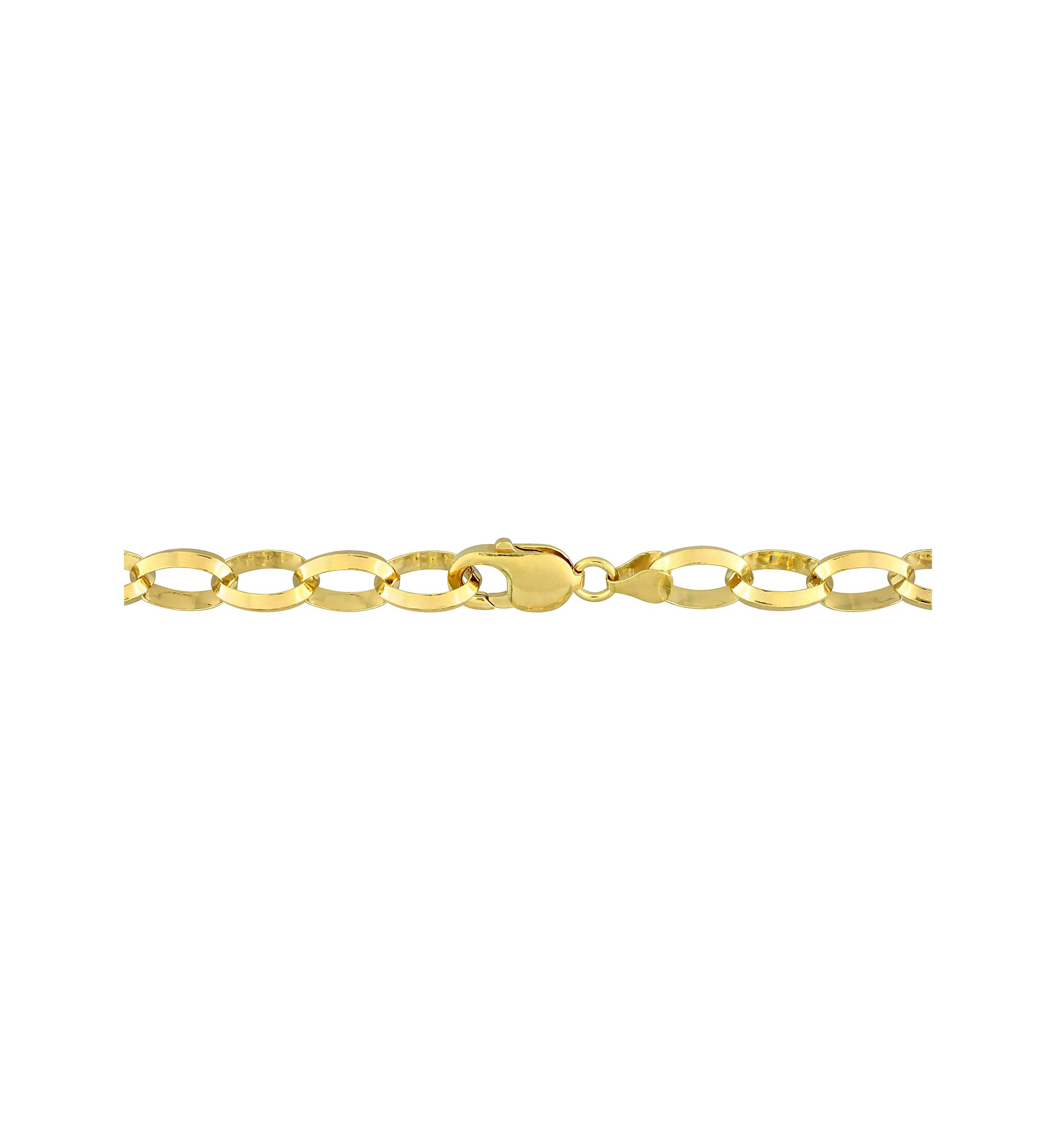 18k Yellow Gold Plated Sterling Silver 10.5mm Rolo Chain Necklace