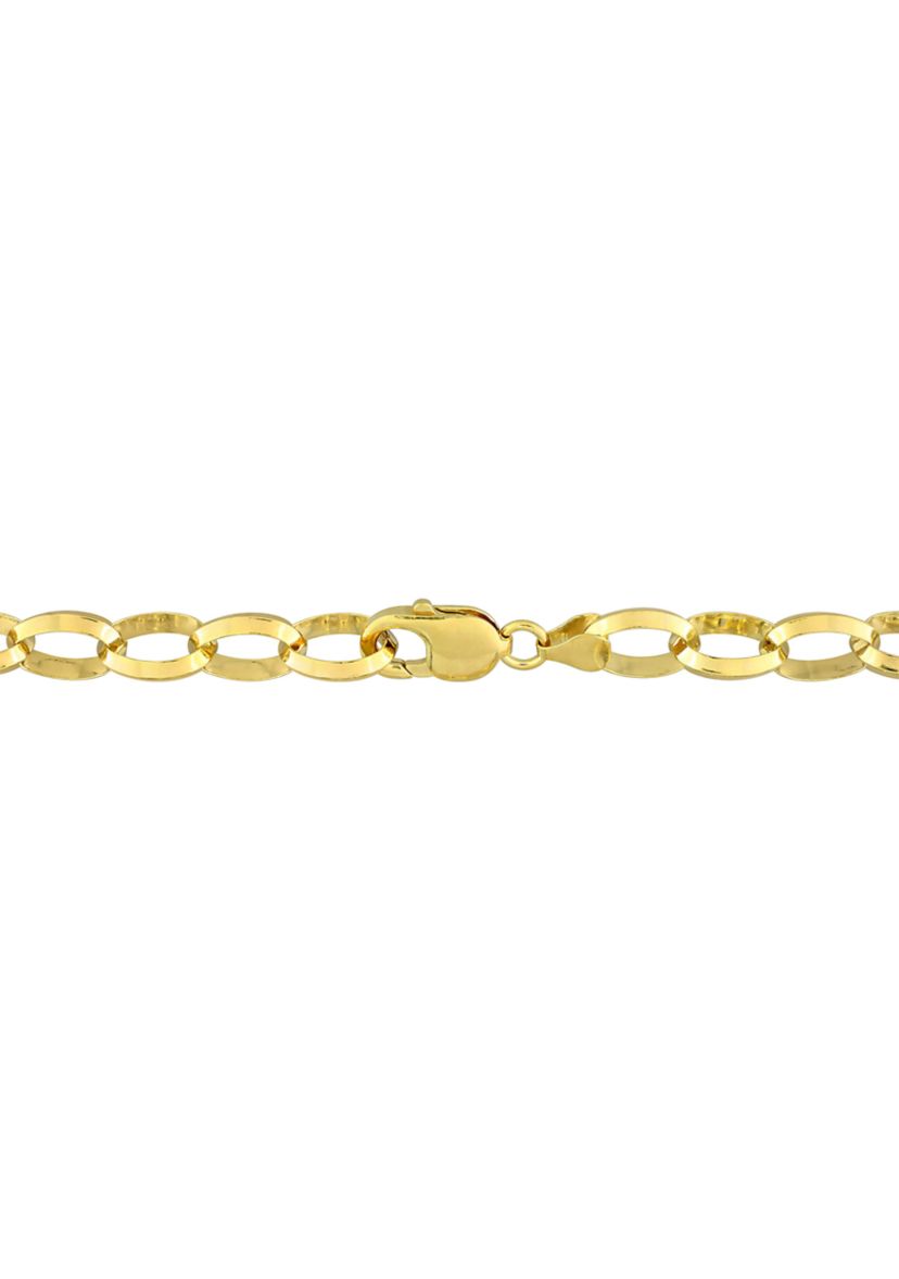 18k Yellow Gold Plated Sterling Silver 10.5mm Rolo Chain Necklace