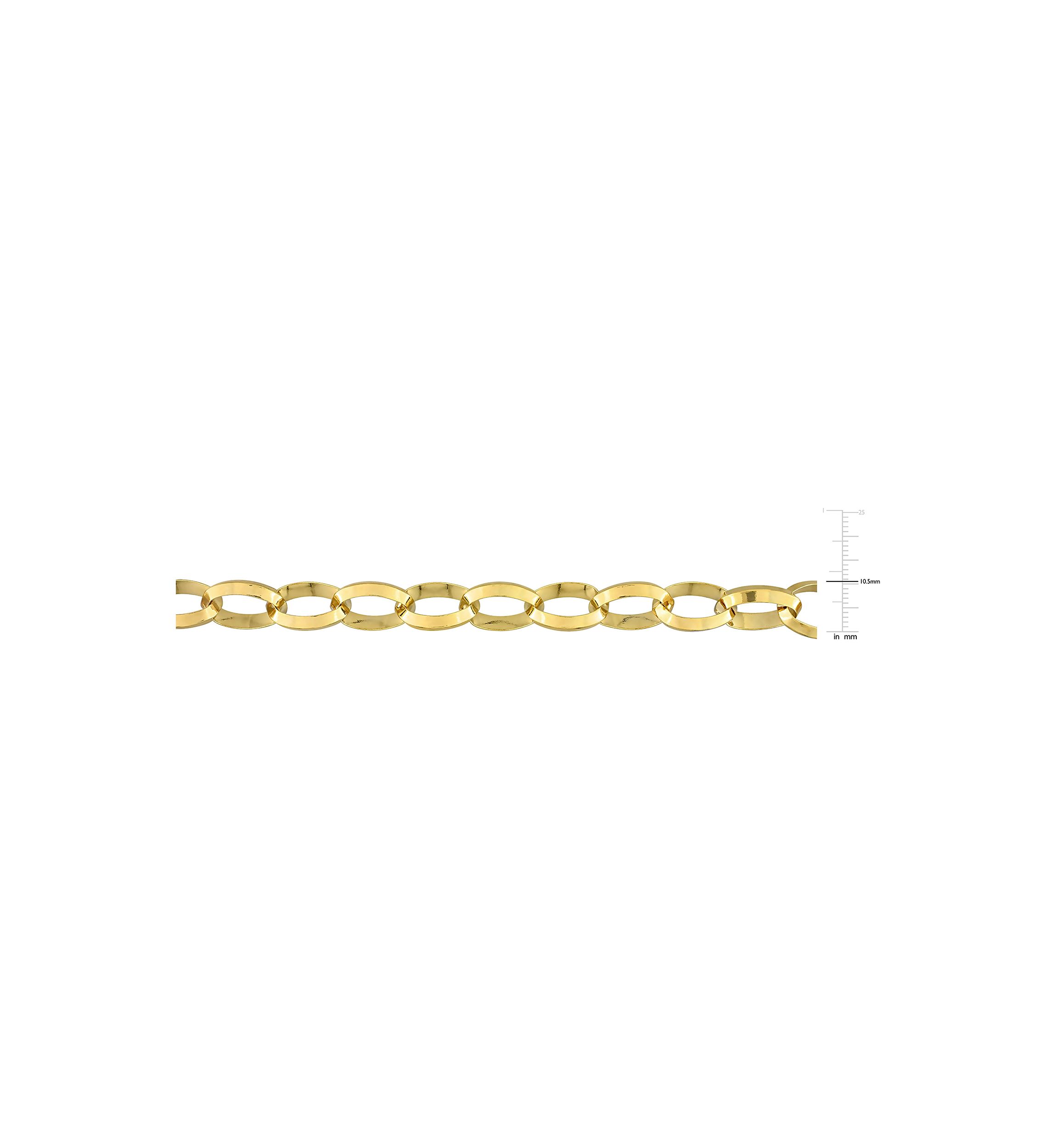 18k Yellow Gold Plated Sterling Silver 10.5mm Rolo Chain Necklace