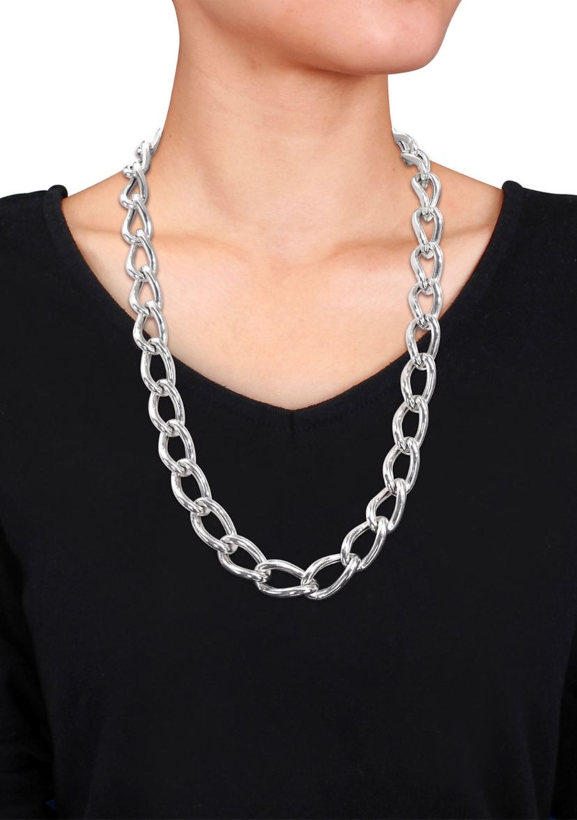 Sterling Silver Hollow Link Chain Necklace