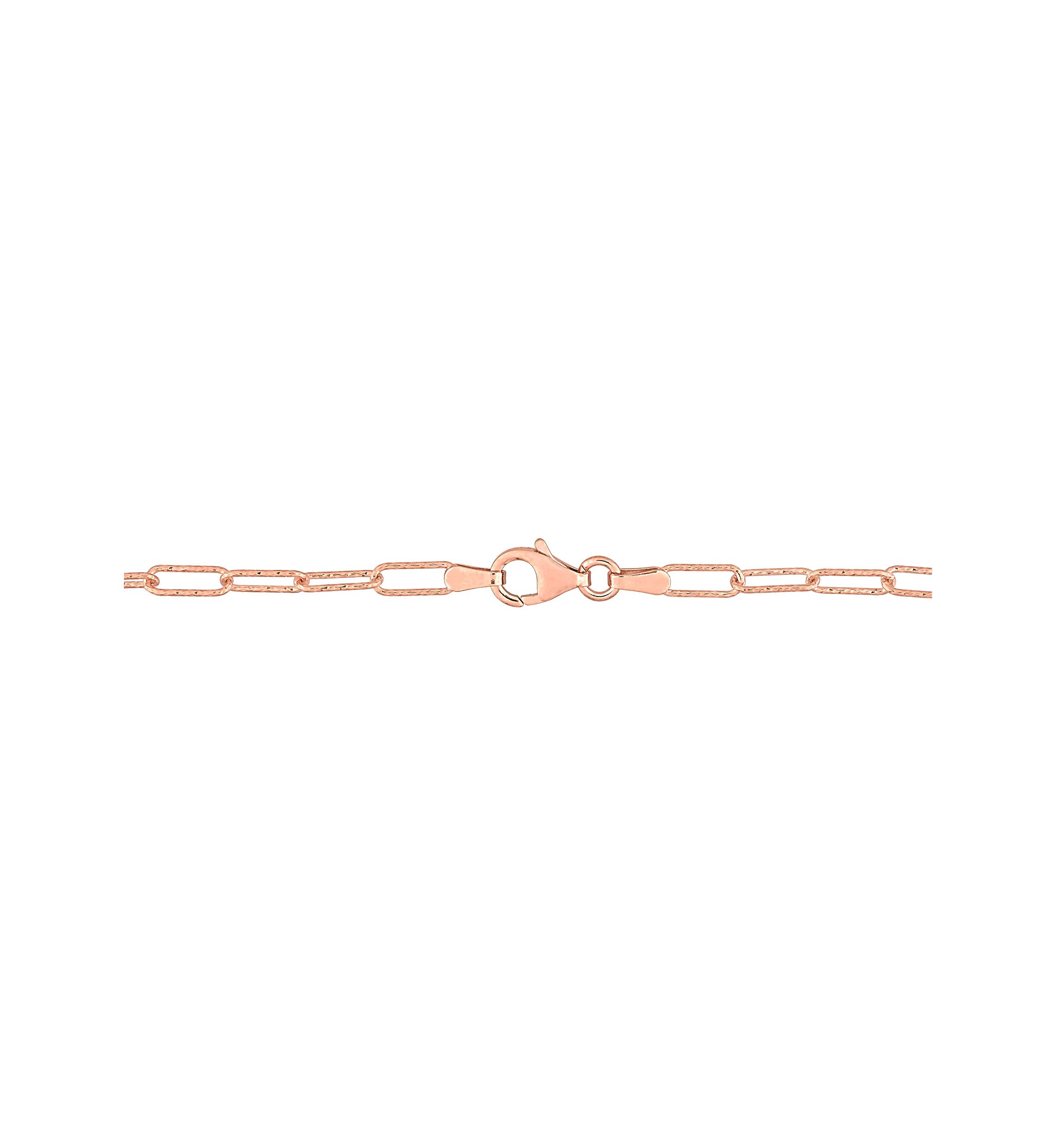 18k Rose Gold Plated Sterling Silver Fancy Paperclip Chain Bracelet, 7"