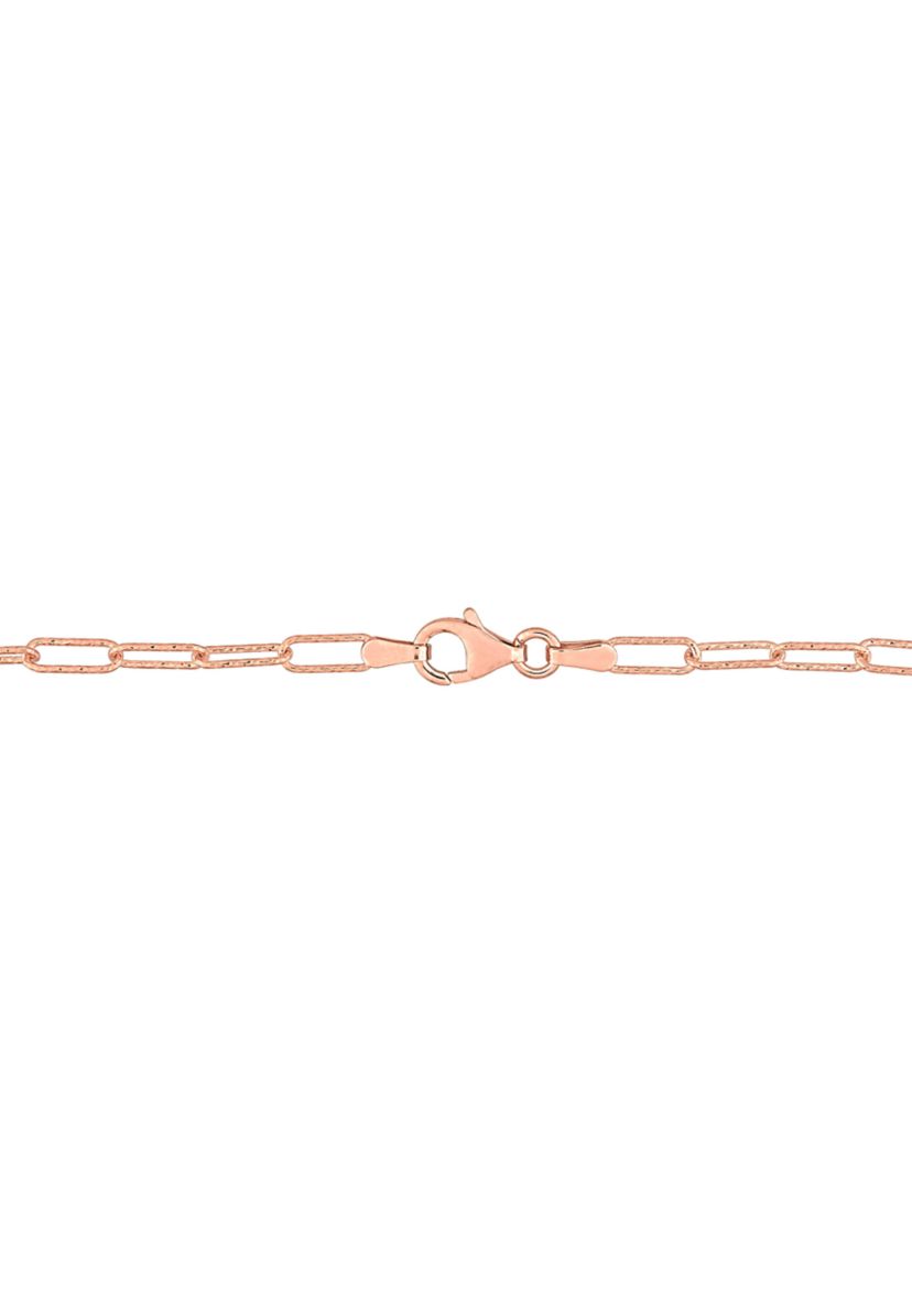 18k Rose Gold Plated Sterling Silver Fancy Paperclip Chain Bracelet, 7"