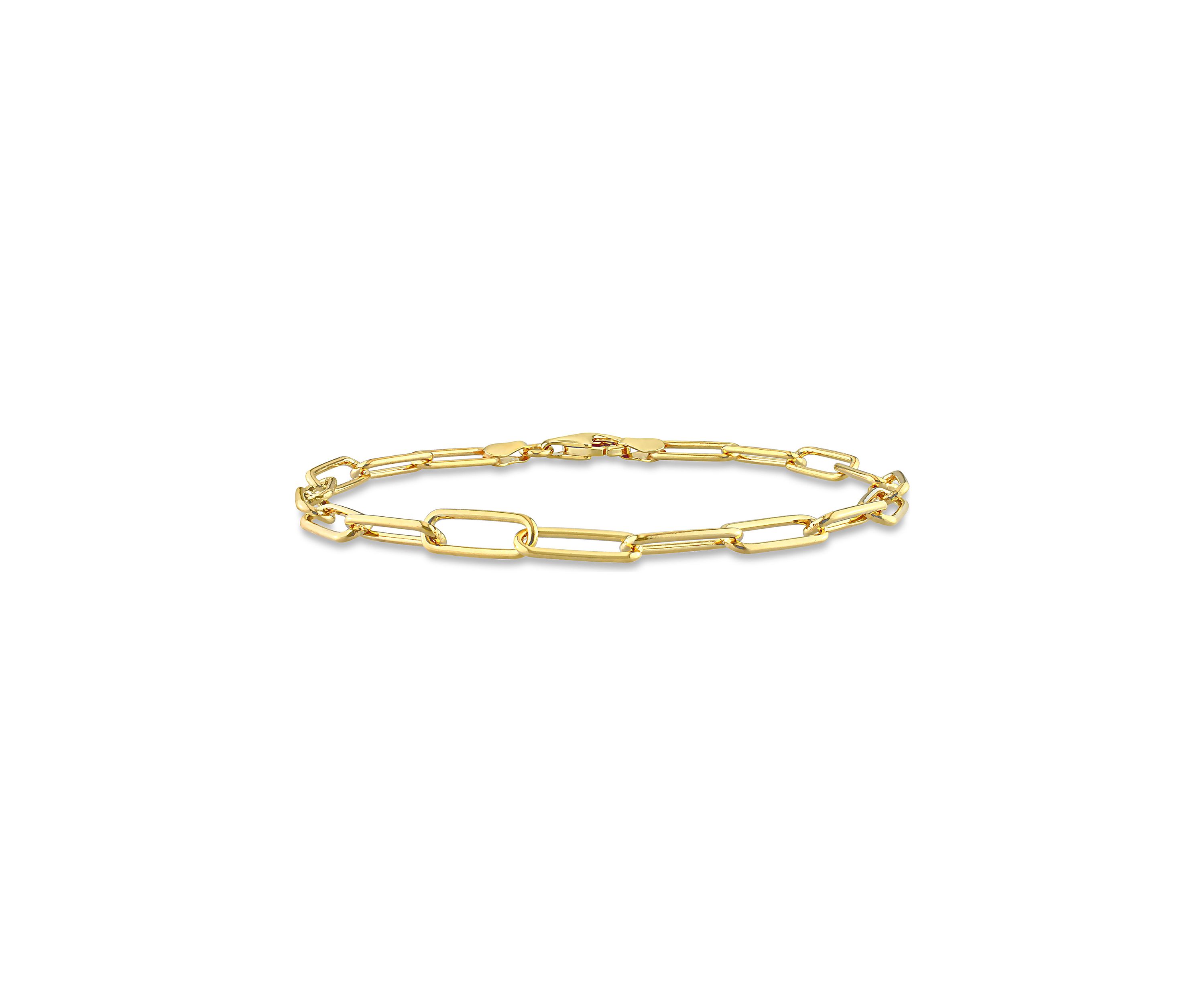 18k Yellow Gold Plated Sterling Silver 5mm Paperclip Chain Anklet, 9"