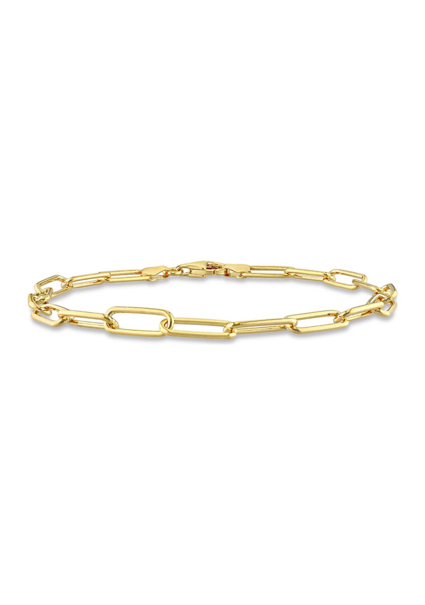18k Yellow Gold Plated Sterling Silver 5mm Paperclip Chain Anklet, 9"