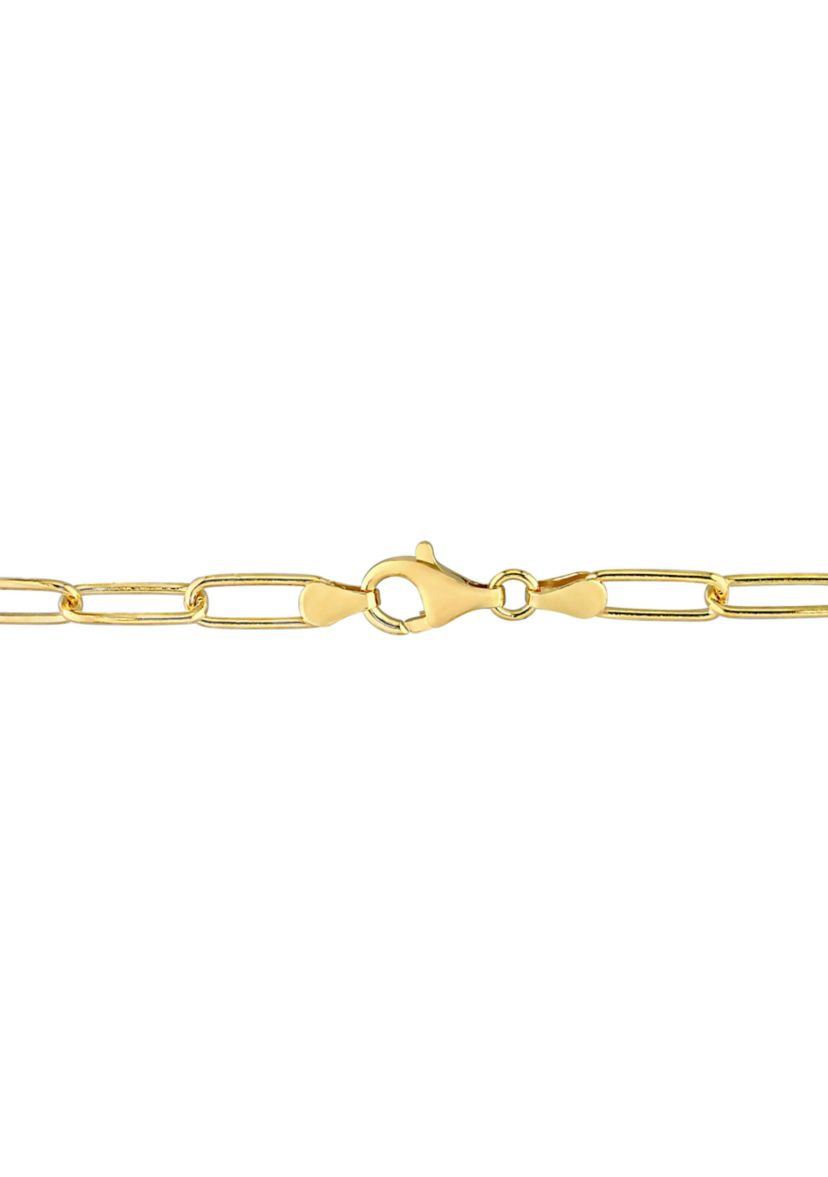 18k Yellow Gold Plated Sterling Silver 5mm Paperclip Chain Anklet, 9"