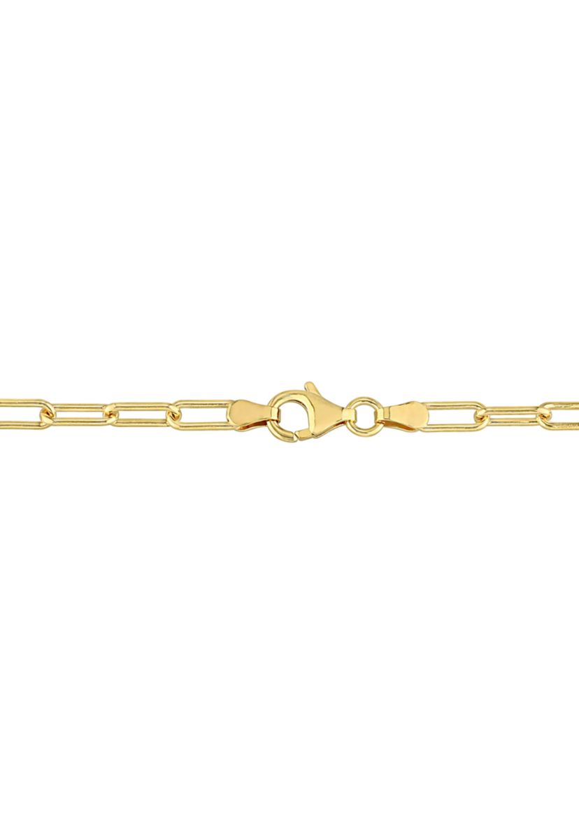 18k Yellow Gold Plated Sterling Silver 3.5mm Paperclip Chain Anklet, 9"