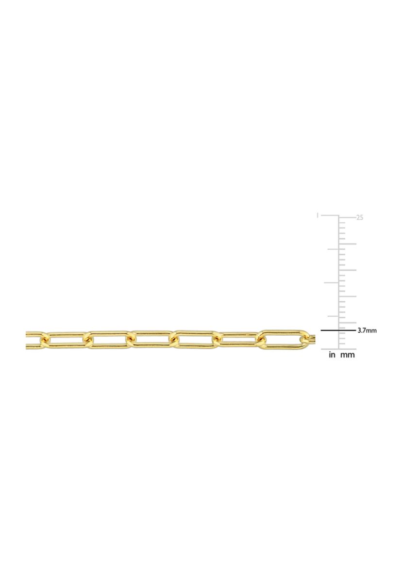 18k Yellow Gold Plated Sterling Silver 3.5mm Paperclip Chain Anklet, 9"