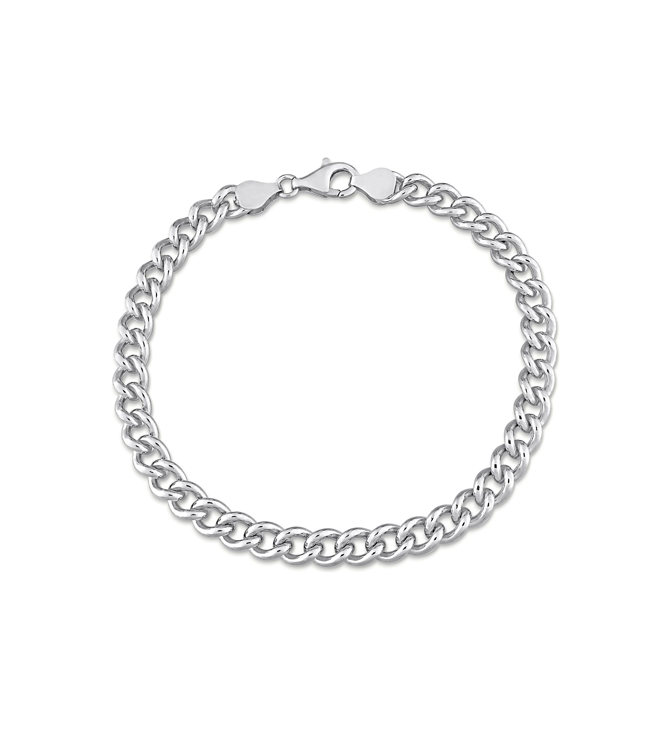 Sterling Silver 6.5mm Curb Link Chain Anklet, 9"