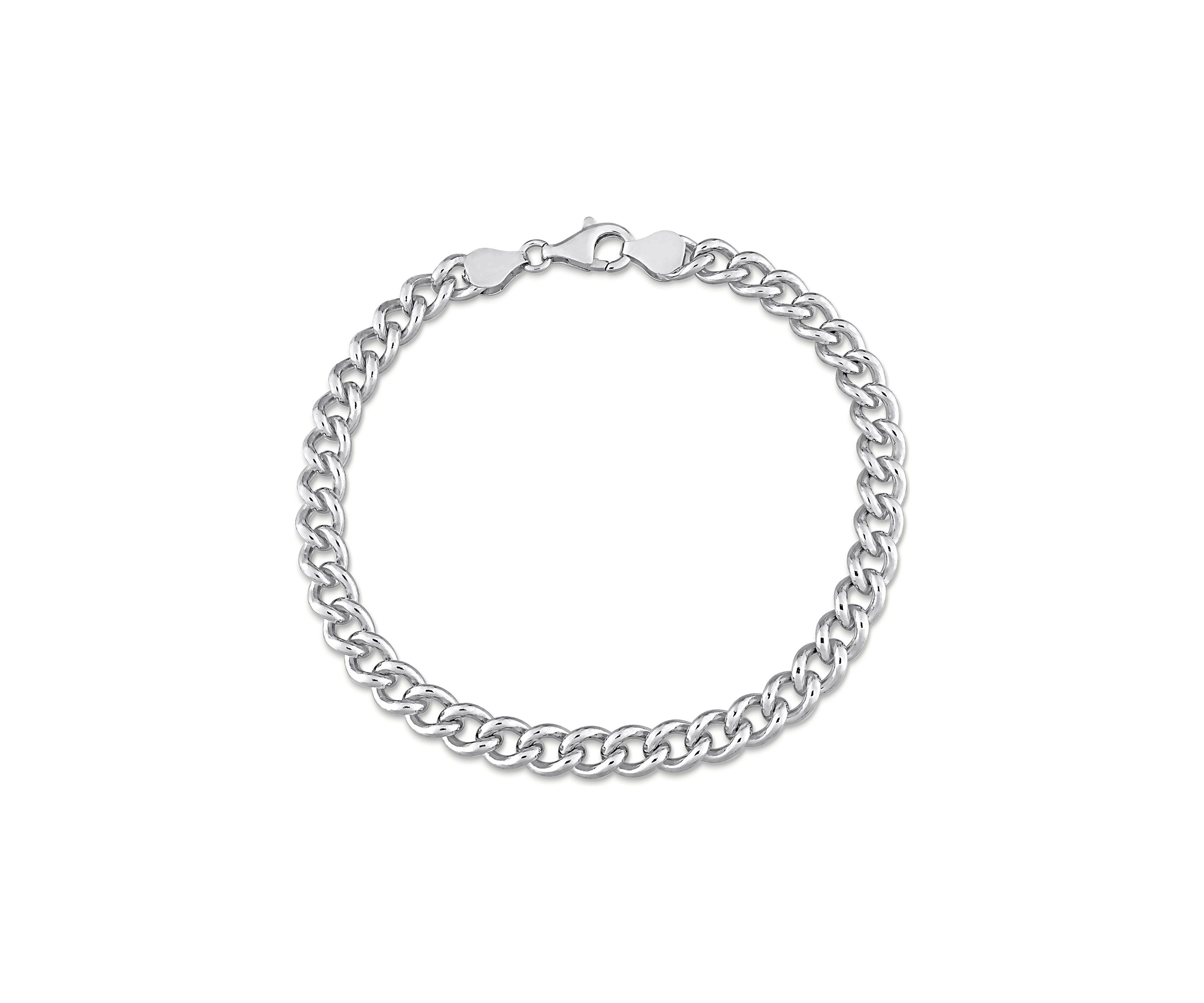 Sterling Silver 6.5mm Curb Link Chain Anklet, 9"