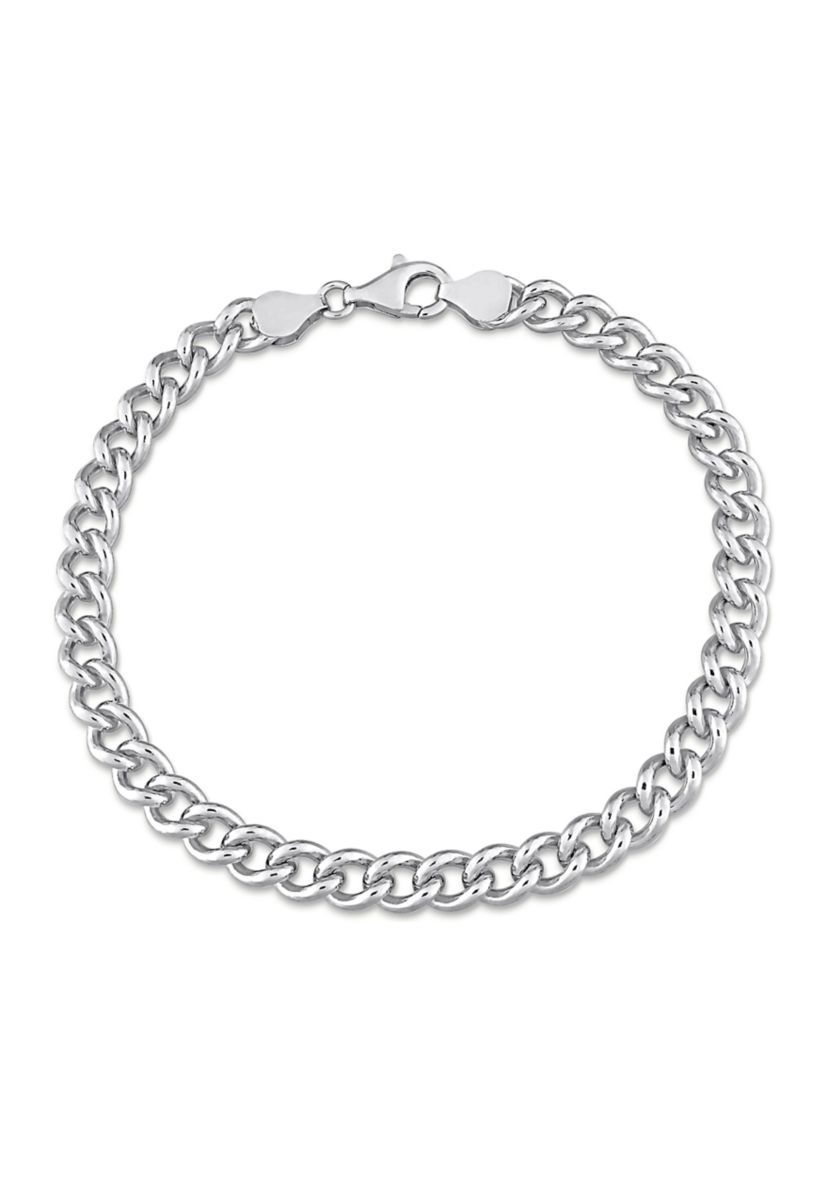 Sterling Silver 6.5mm Curb Link Chain Anklet, 9"