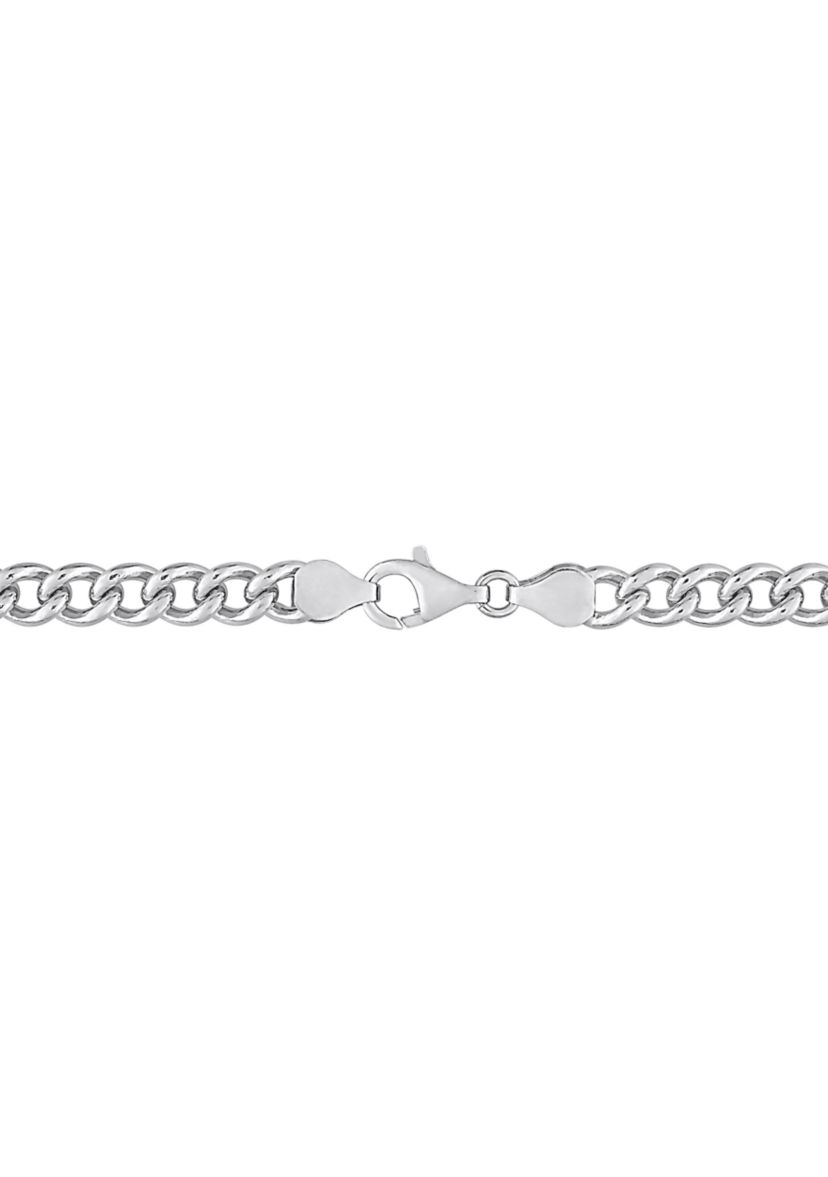 Sterling Silver 6.5mm Curb Link Chain Anklet, 9"