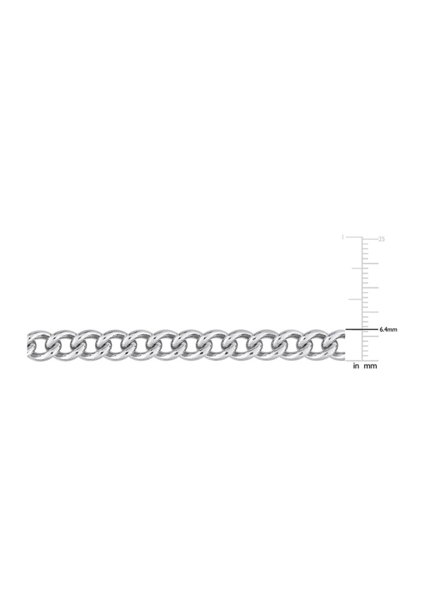 Sterling Silver 6.5mm Curb Link Chain Anklet, 9"