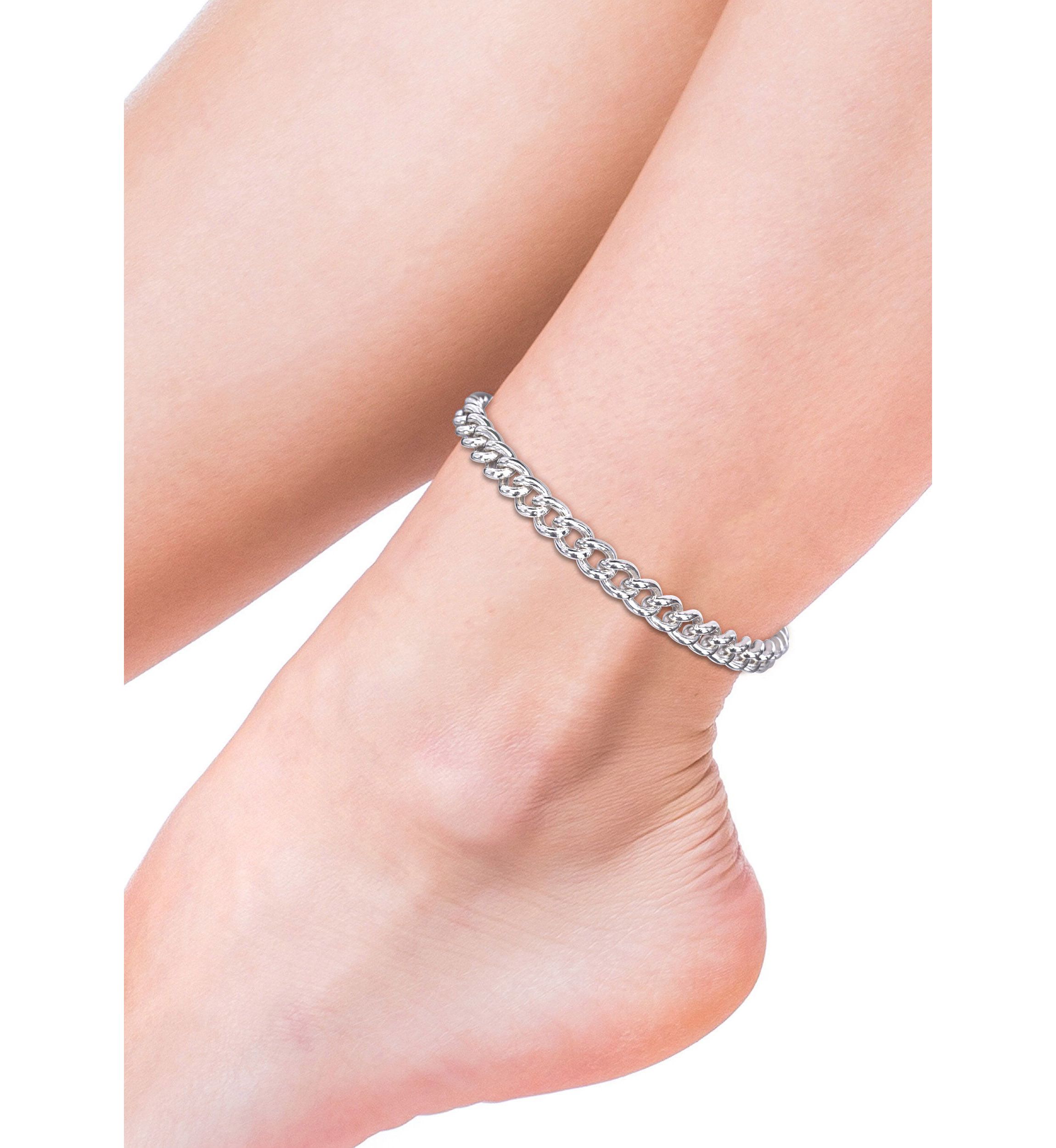 Sterling Silver 6.5mm Curb Link Chain Anklet, 9"
