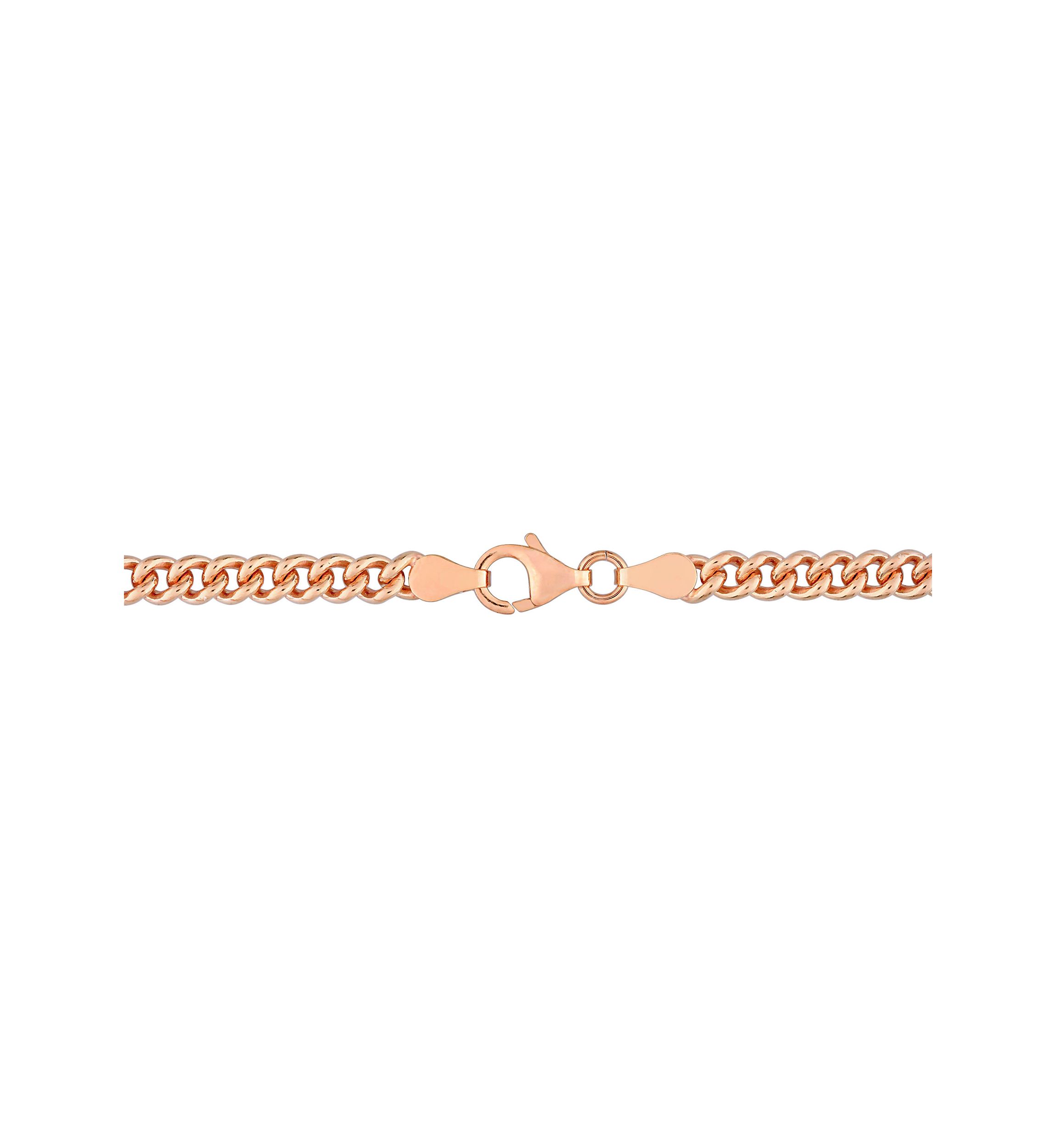 18k Rose Gold Plated Sterling Silver 4.4mm Curb Link Chain Anklet, 9"