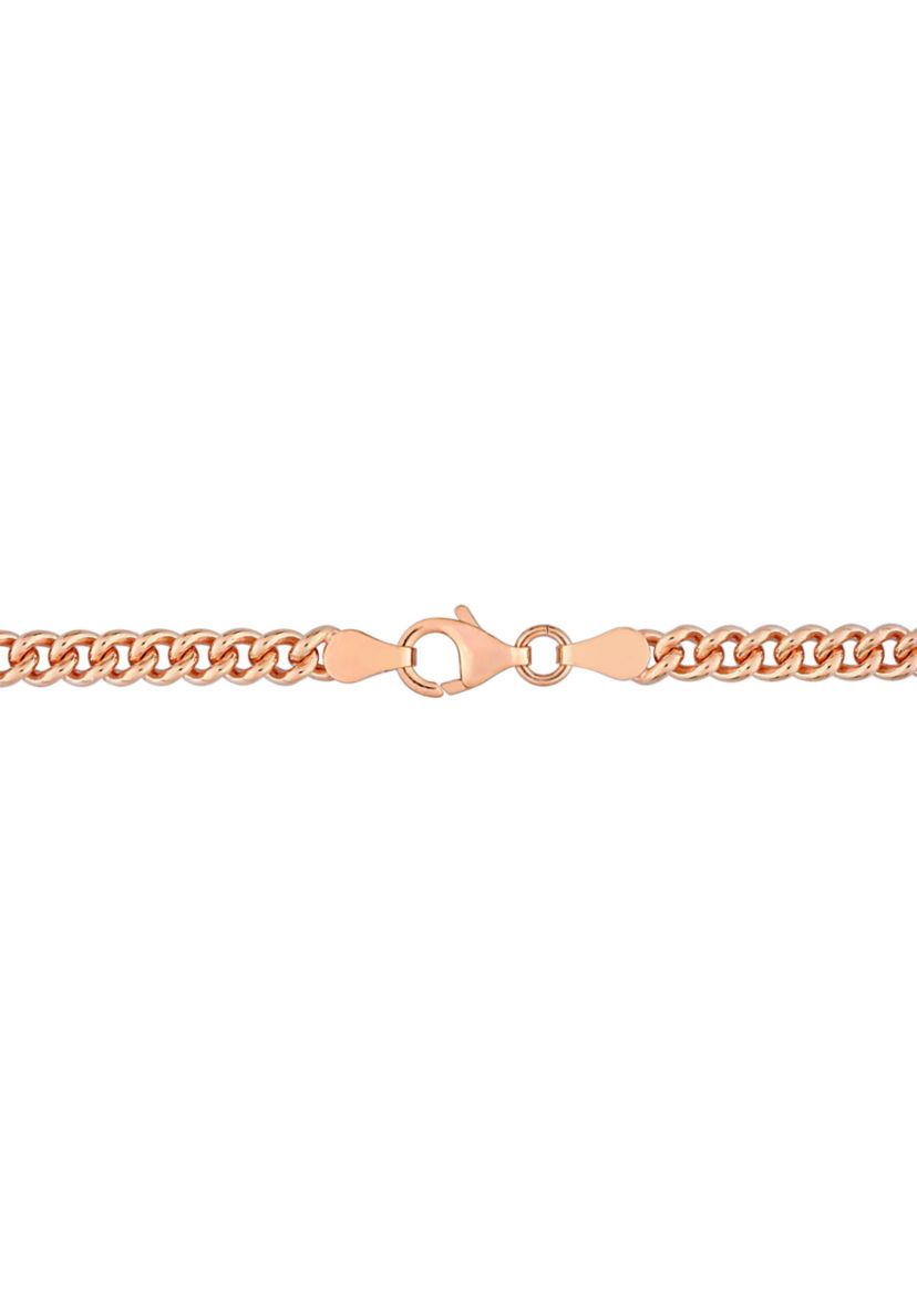 18k Rose Gold Plated Sterling Silver 4.4mm Curb Link Chain Anklet, 9"