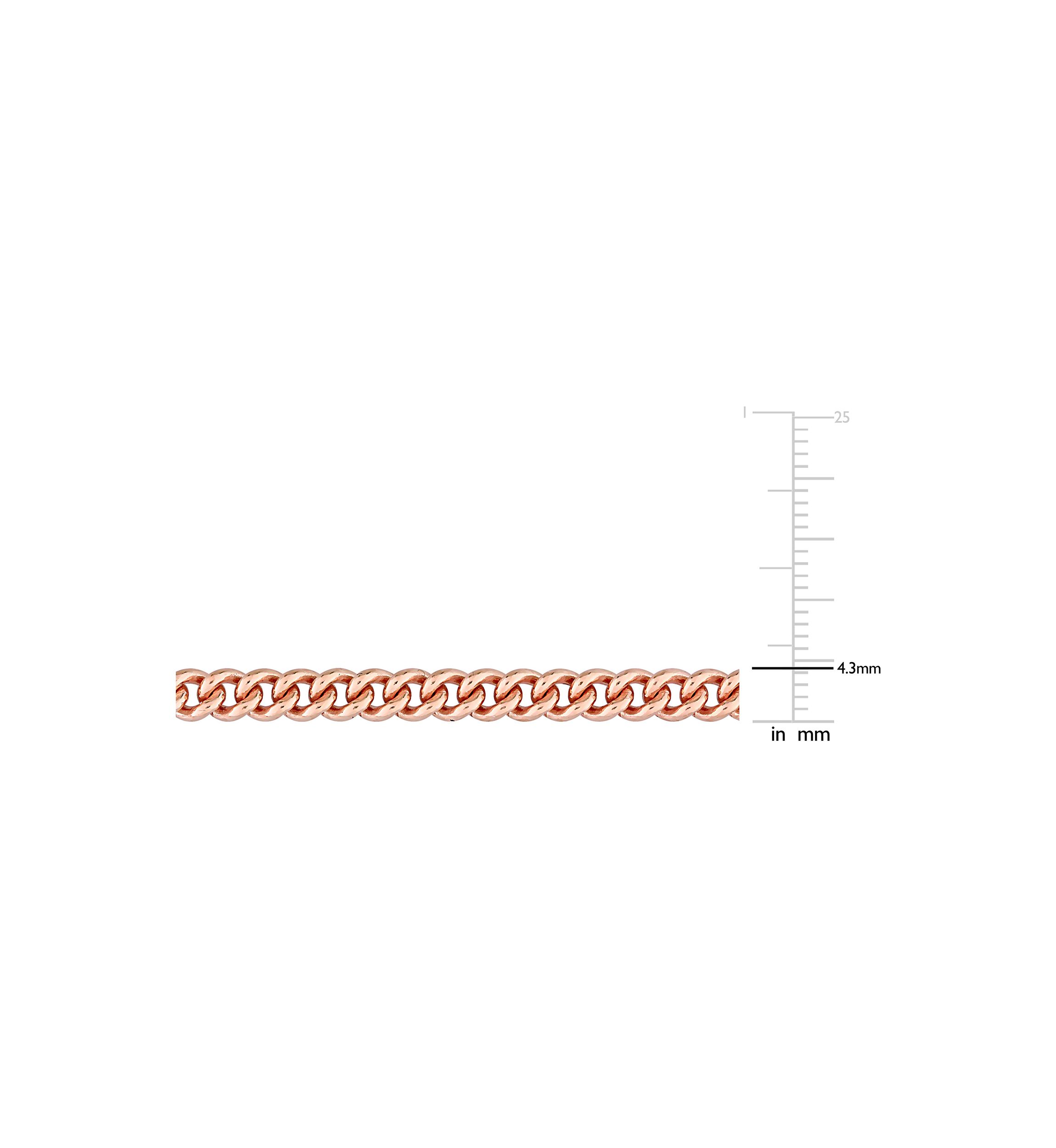 18k Rose Gold Plated Sterling Silver 4.4mm Curb Link Chain Anklet, 9"