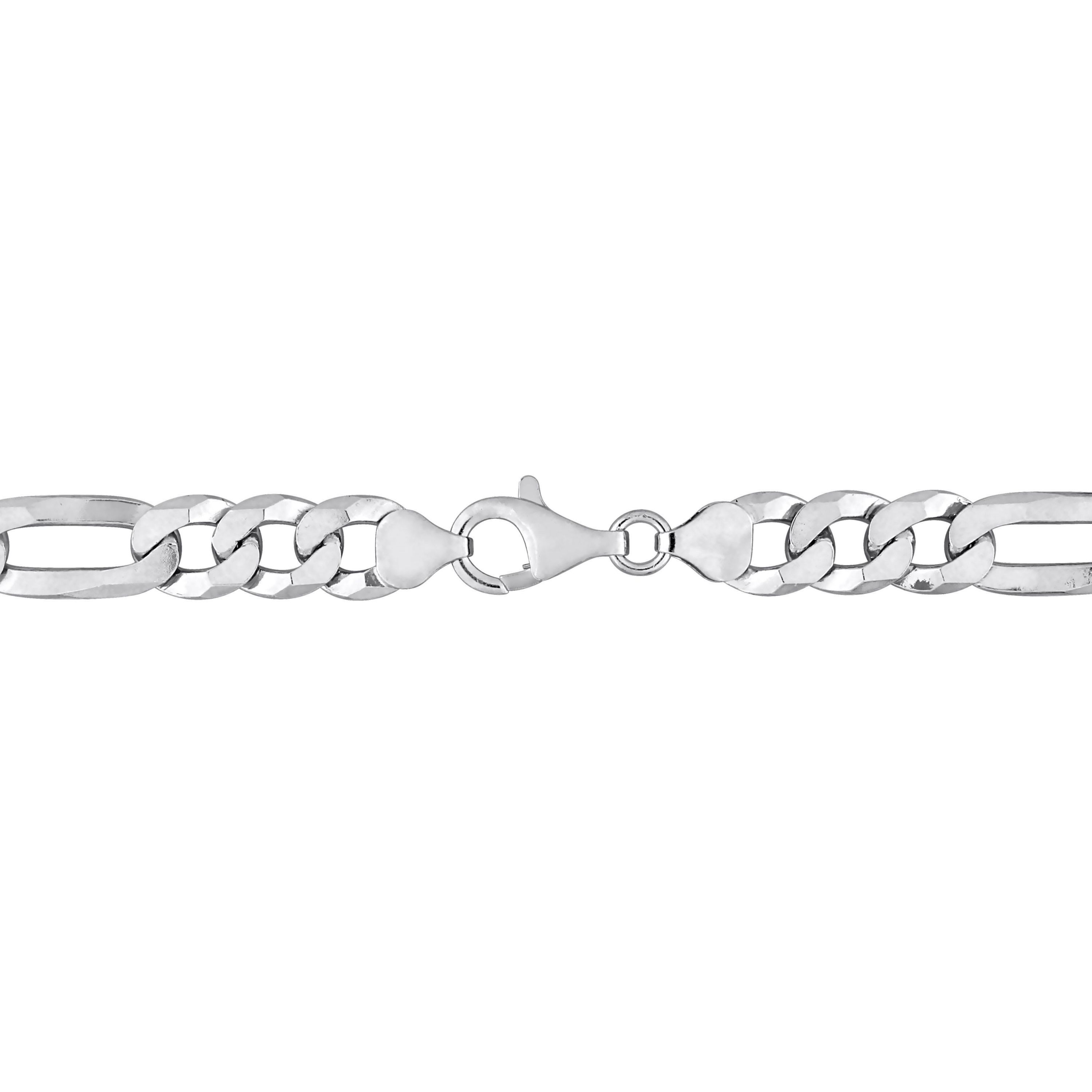 Sterling Silver 8.9mm Flat Figaro Chain Anklet, 9"