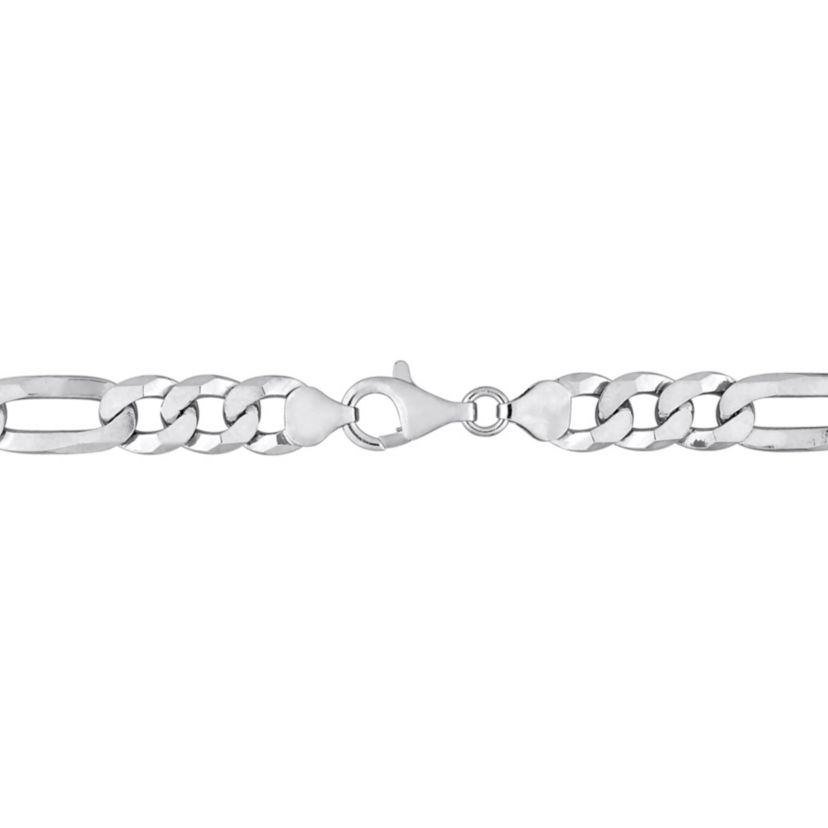 Sterling Silver 8.9mm Flat Figaro Chain Anklet, 9"