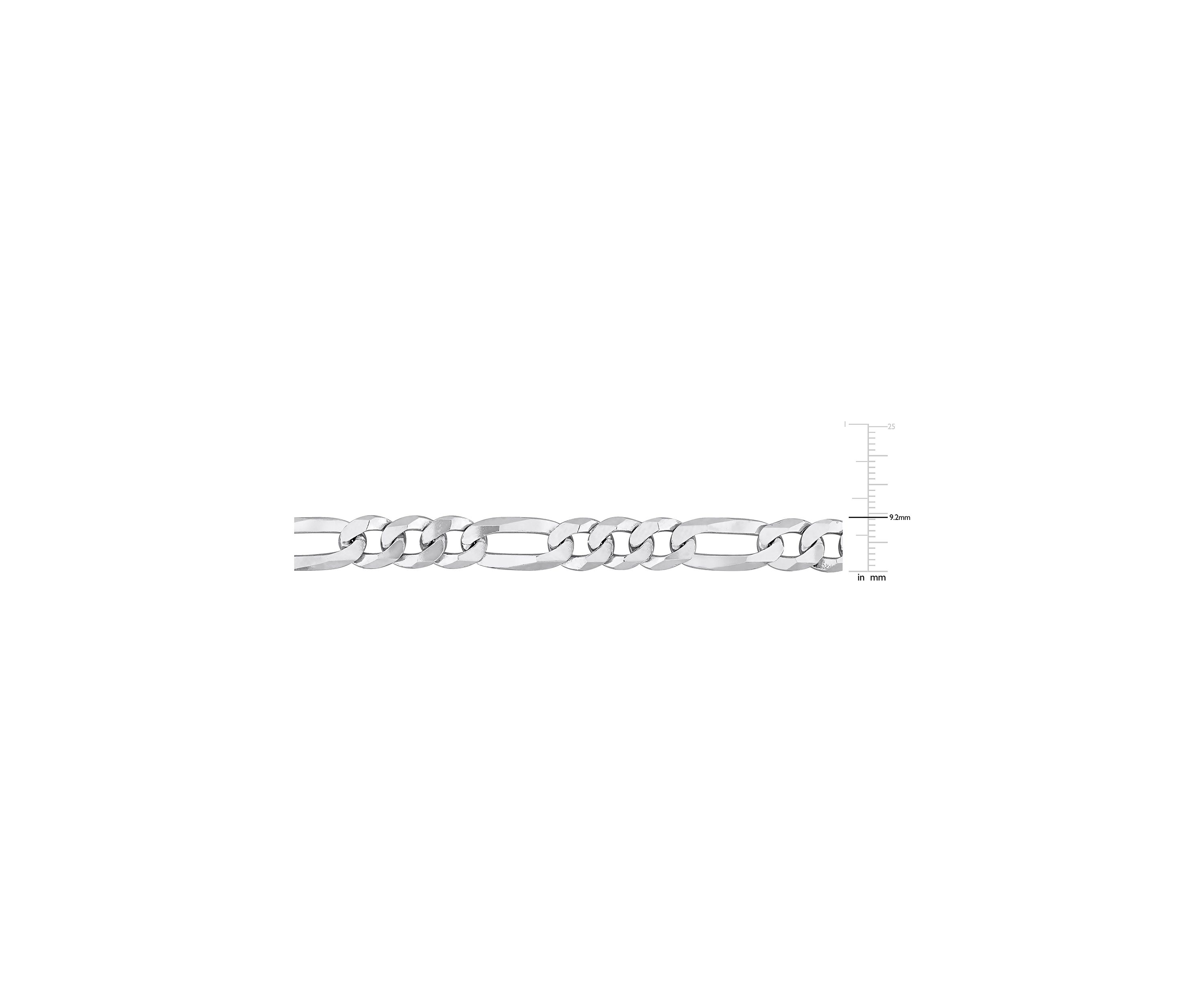 Sterling Silver 8.9mm Flat Figaro Chain Anklet, 9"