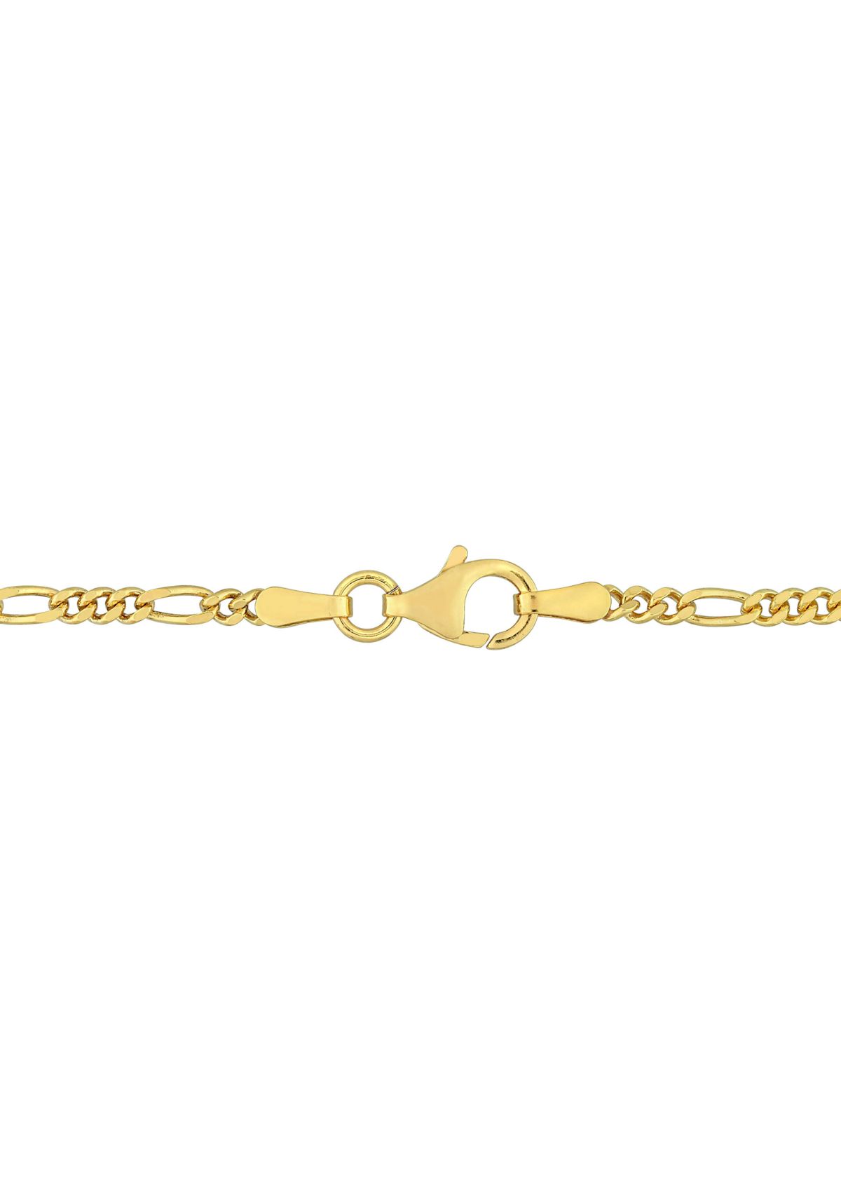 18k Yellow Gold Plated Sterling Silver 2.2mm Figaro Chain Anklet, 9"