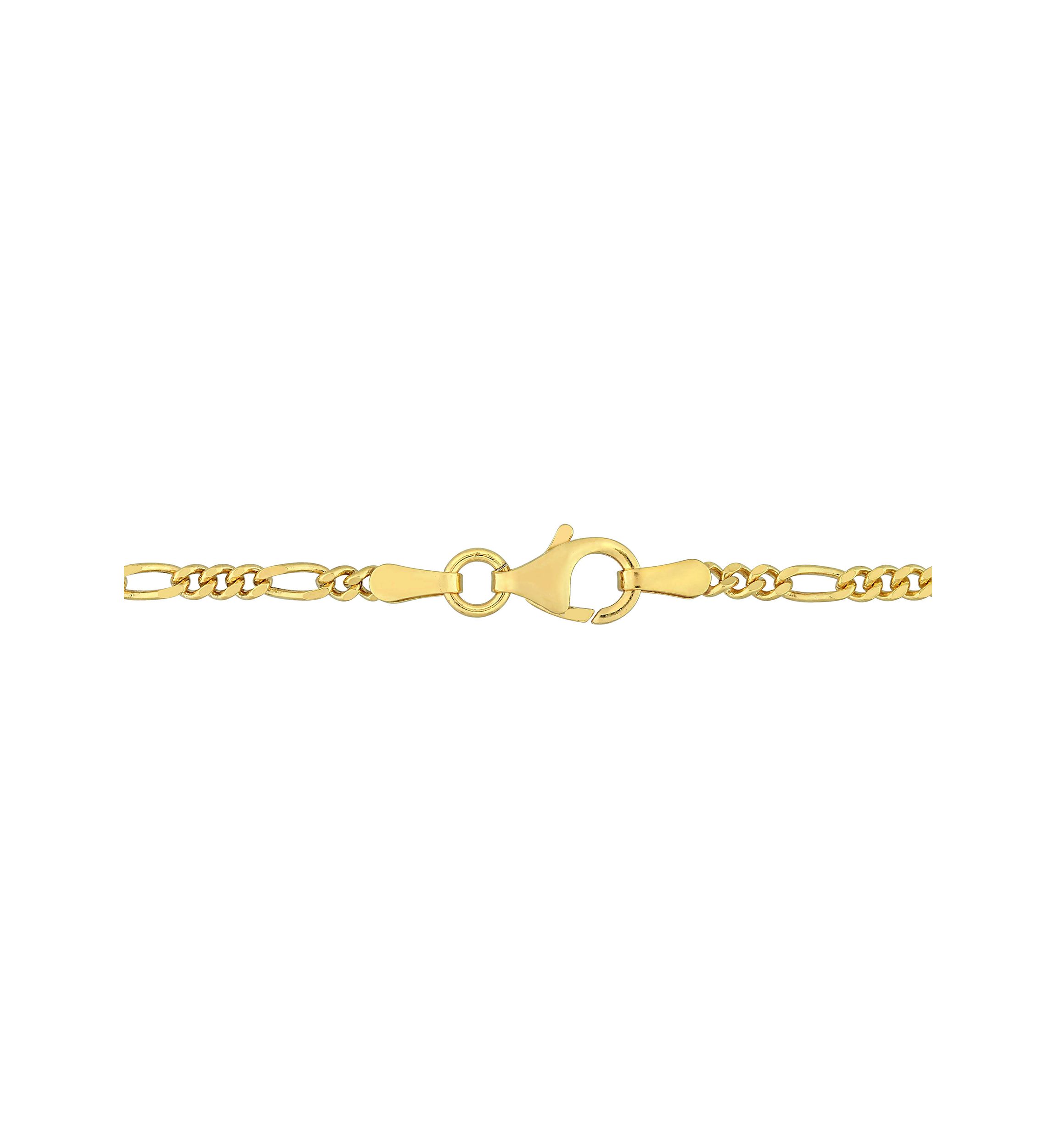 18k Yellow Gold Plated Sterling Silver 2.2mm Figaro Chain Anklet, 9"