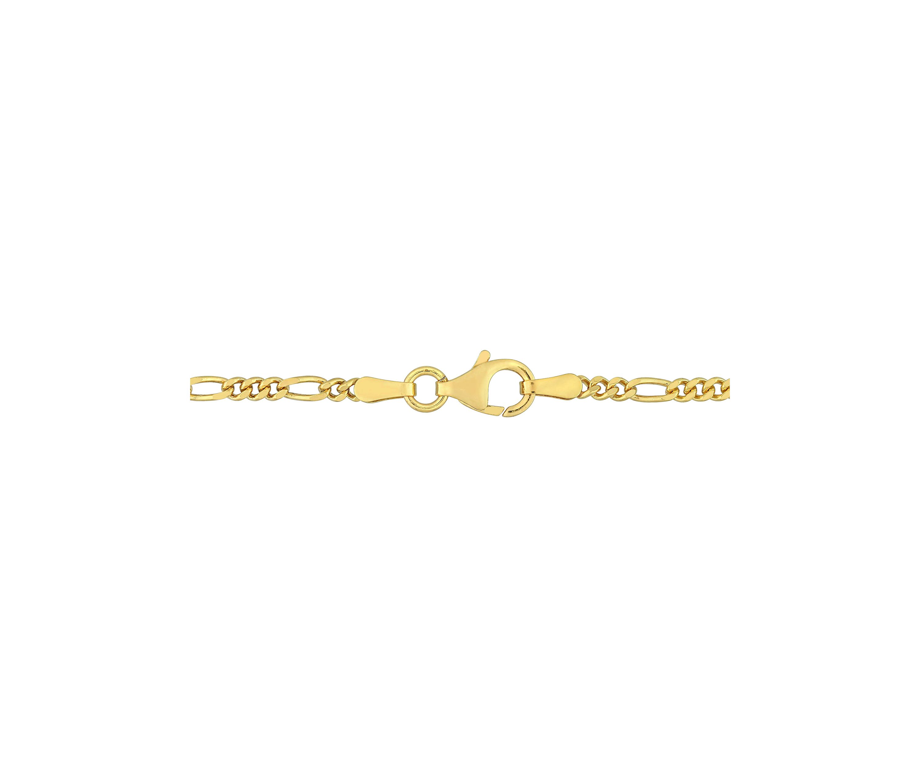 18k Yellow Gold Plated Sterling Silver 2.2mm Figaro Chain Anklet, 9"