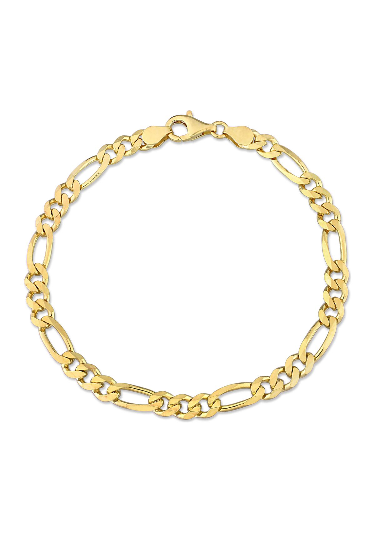 18k Yellow Gold Plated Sterling Silver 5.5mm Figaro Chain Anklet, 9"
