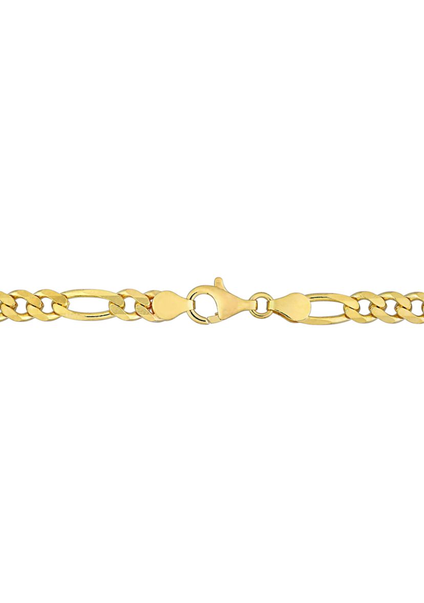 18k Yellow Gold Plated Sterling Silver 5.5mm Figaro Chain Anklet, 9"