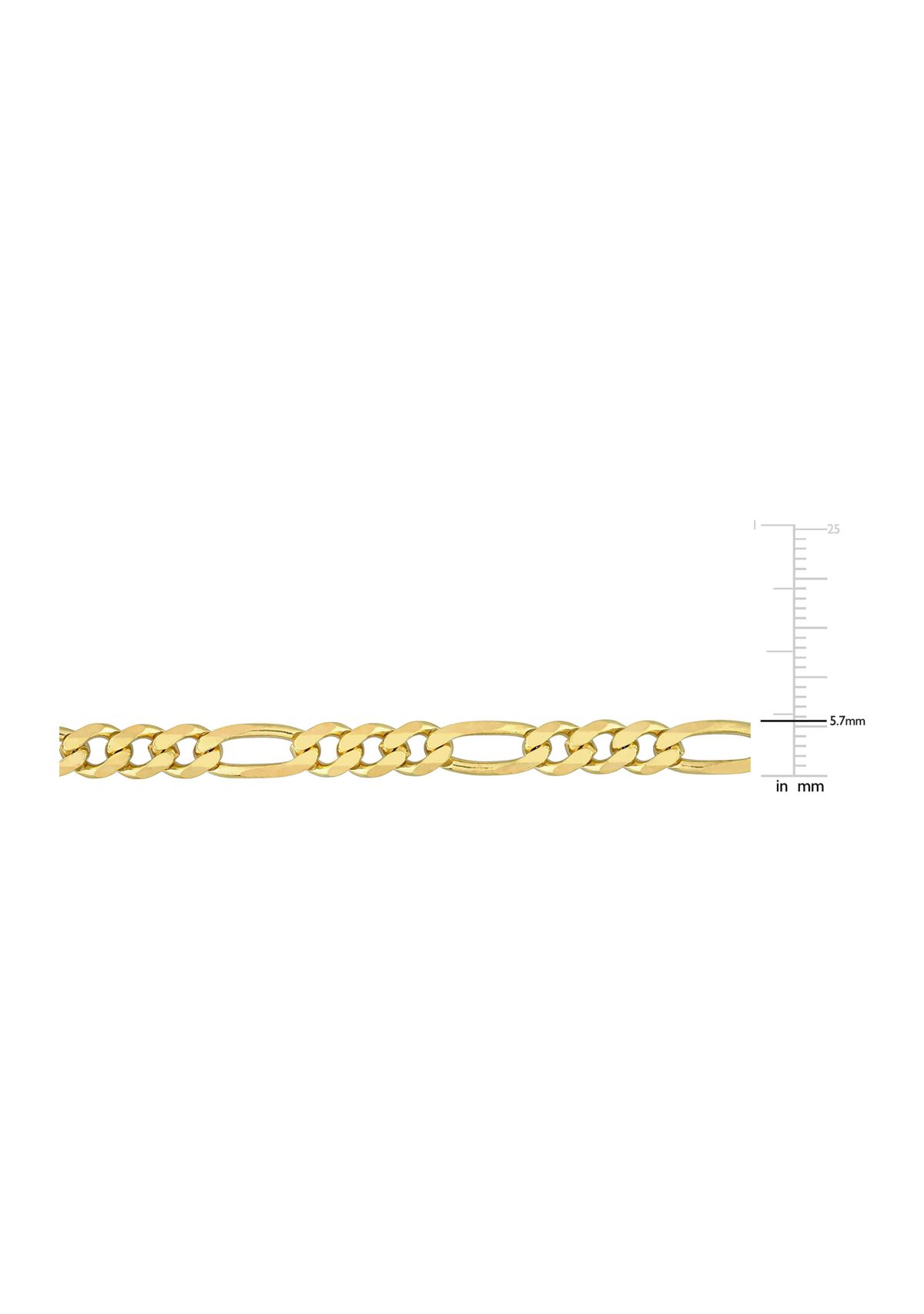 18k Yellow Gold Plated Sterling Silver 5.5mm Figaro Chain Anklet, 9"