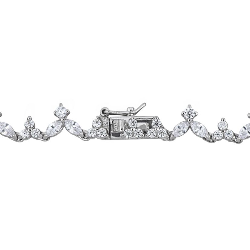 47 ct. t.g.w. Blue & White Cubic Zirconia Heart Necklace in Sterling Silver
