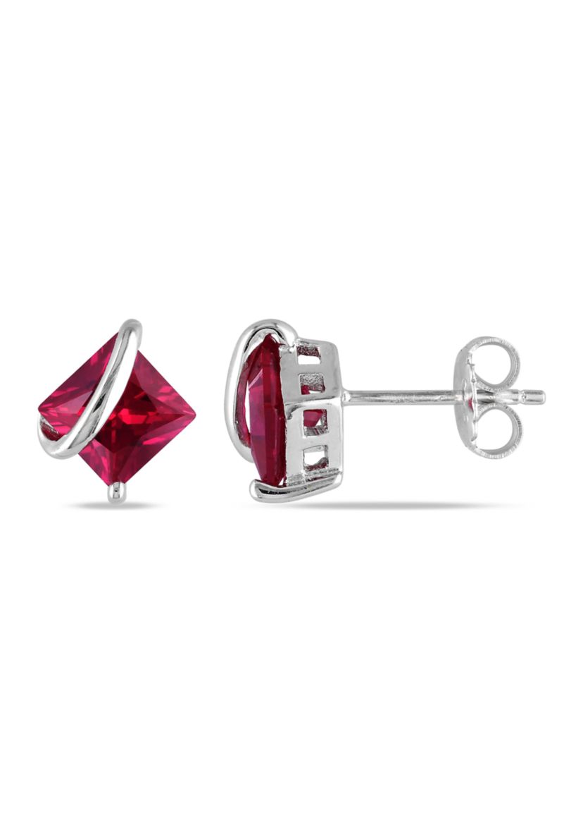 Lab Created Created Ruby Stud Earrings in Sterling Silver