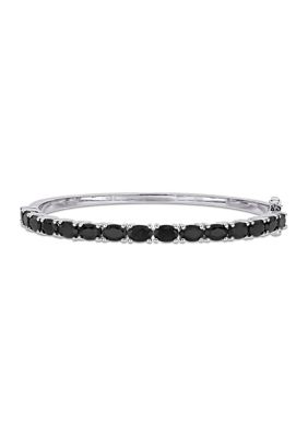 Belk & Co 9.30 ct. t.g.w. Oval-Cut Black Sapphire Bangle in Sterling Silver, White