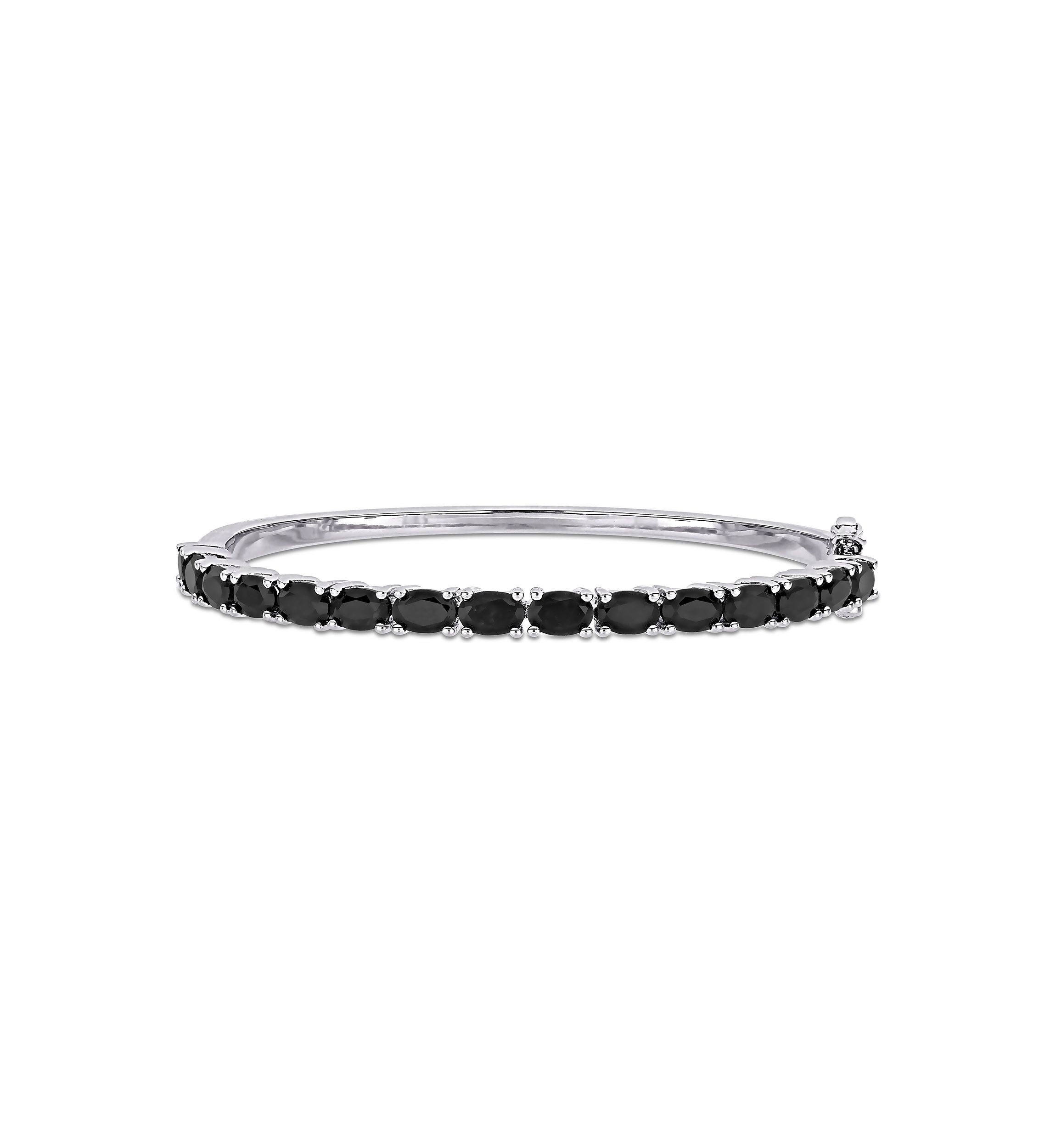 9.30 ct. t.g.w. Oval-Cut Black Sapphire Bangle in Sterling Silver
