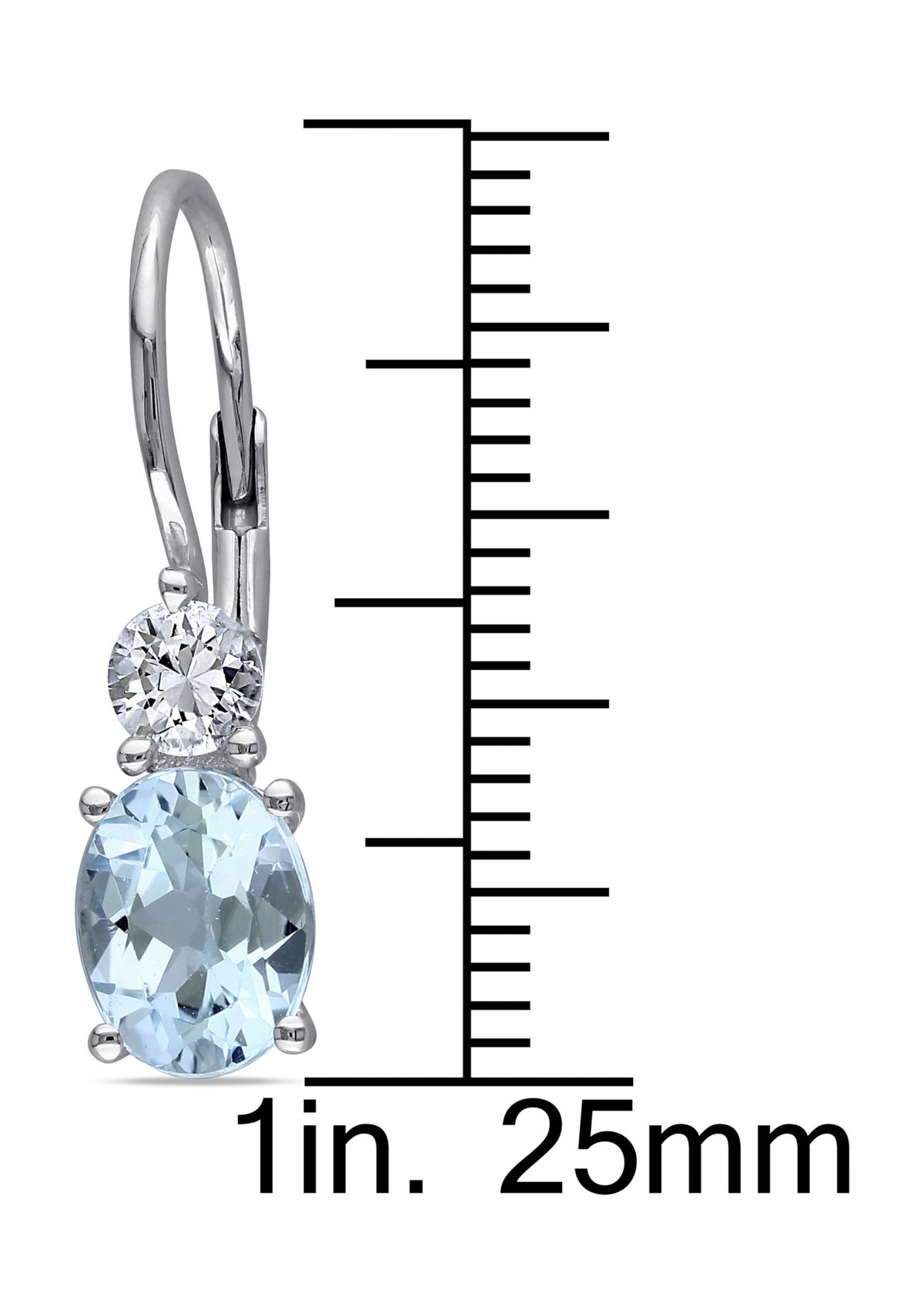 Lab Created 3.84 ct. t.g.w. Blue Topaz and Created White Sapphire Leverback Earrings in Sterling Silver