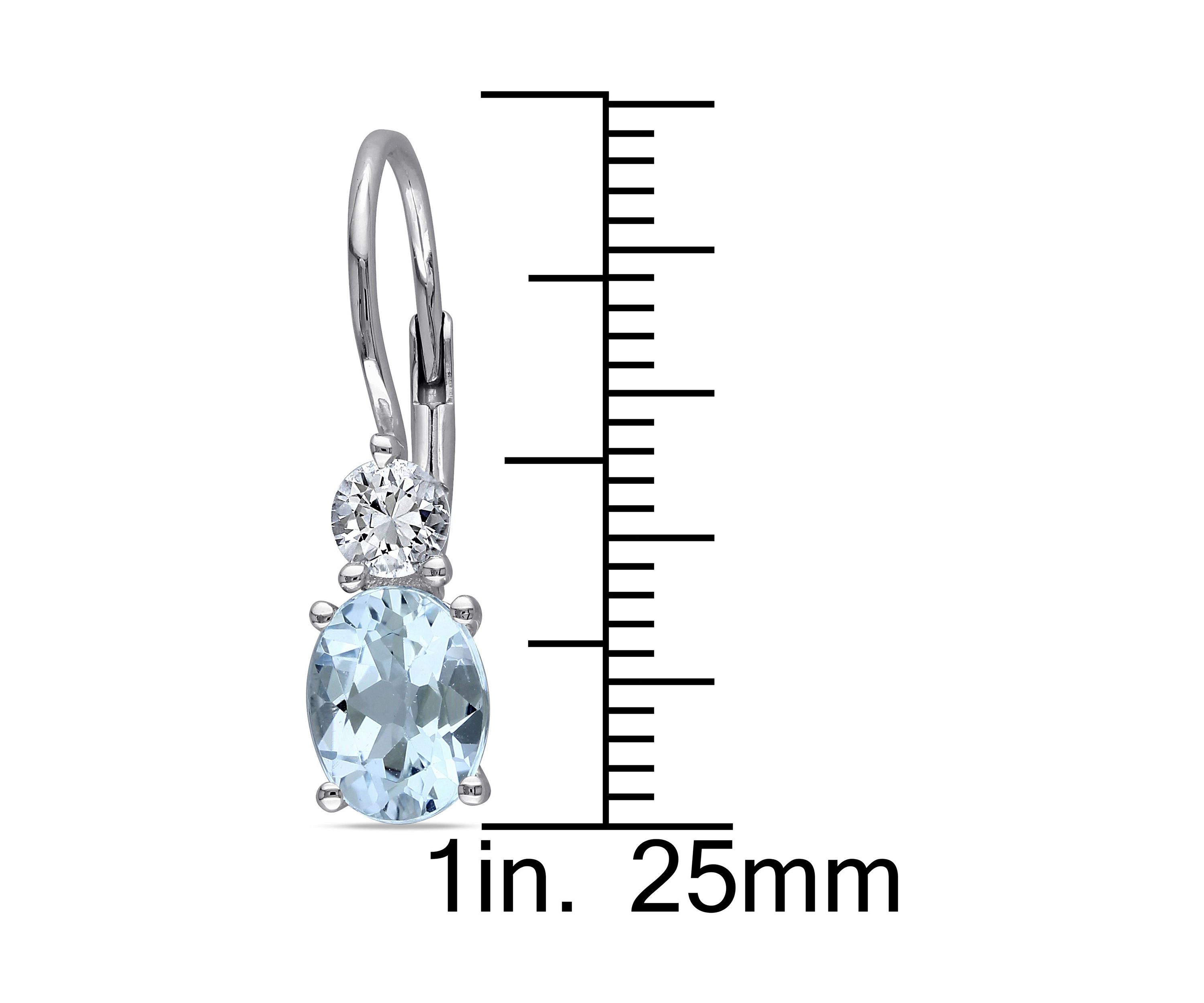 Lab Created 3.84 ct. t.g.w. Blue Topaz and Created White Sapphire Leverback Earrings in Sterling Silver