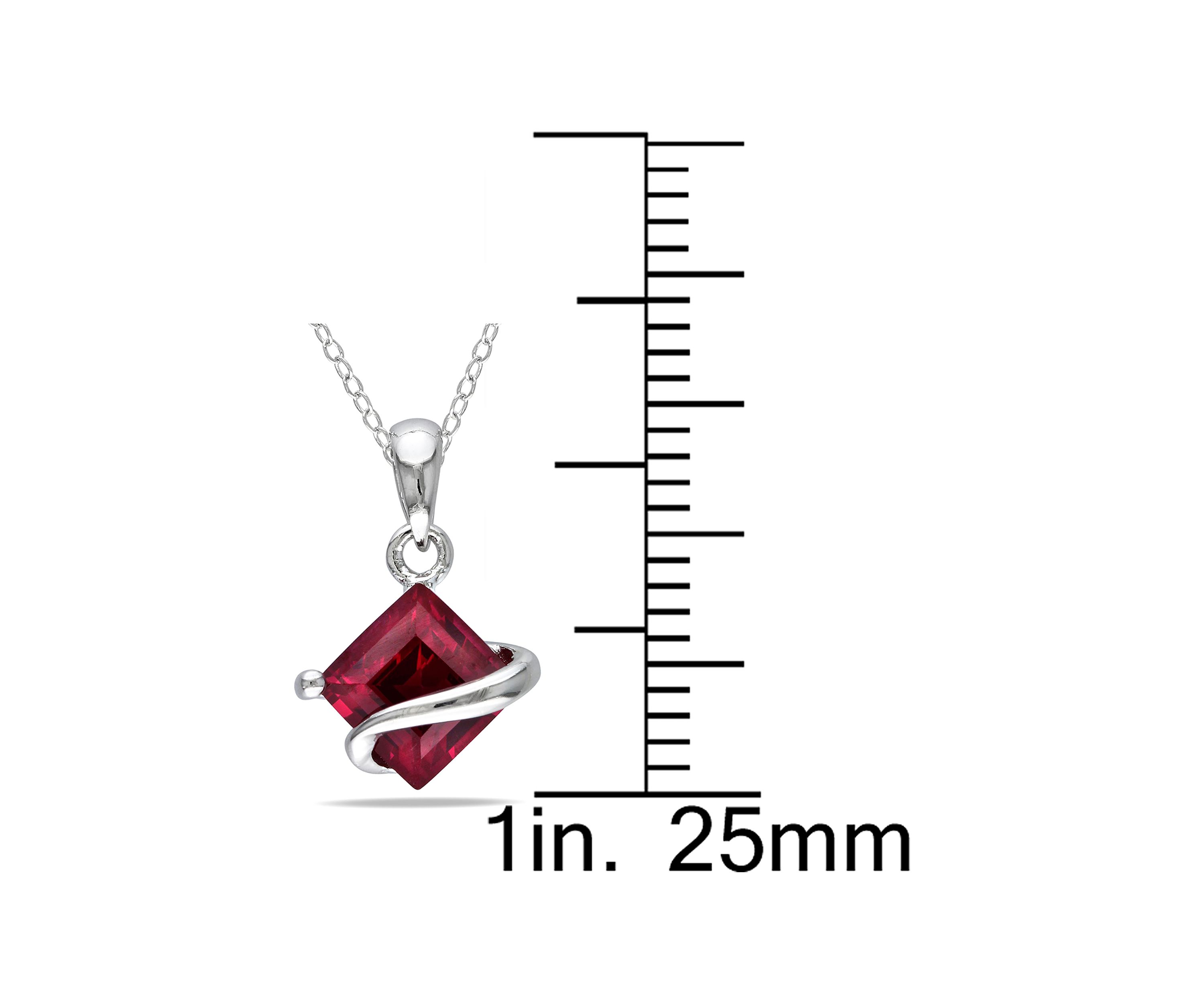 Lab Created 1.46 ct. t.g.w. Created Ruby Square Pendant With Chain in Sterling Silver