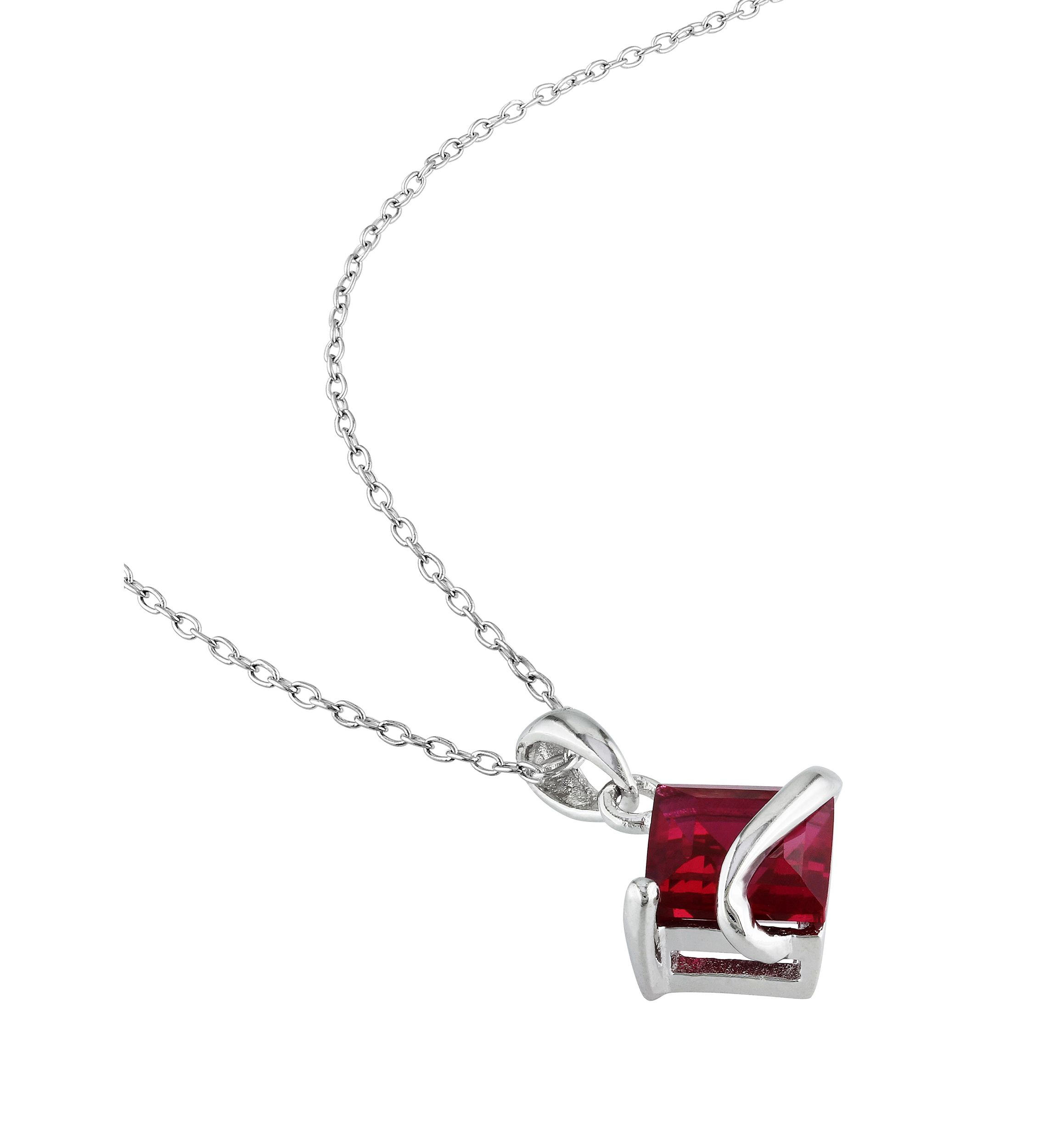 Lab Created 1.46 ct. t.g.w. Created Ruby Square Pendant With Chain in Sterling Silver