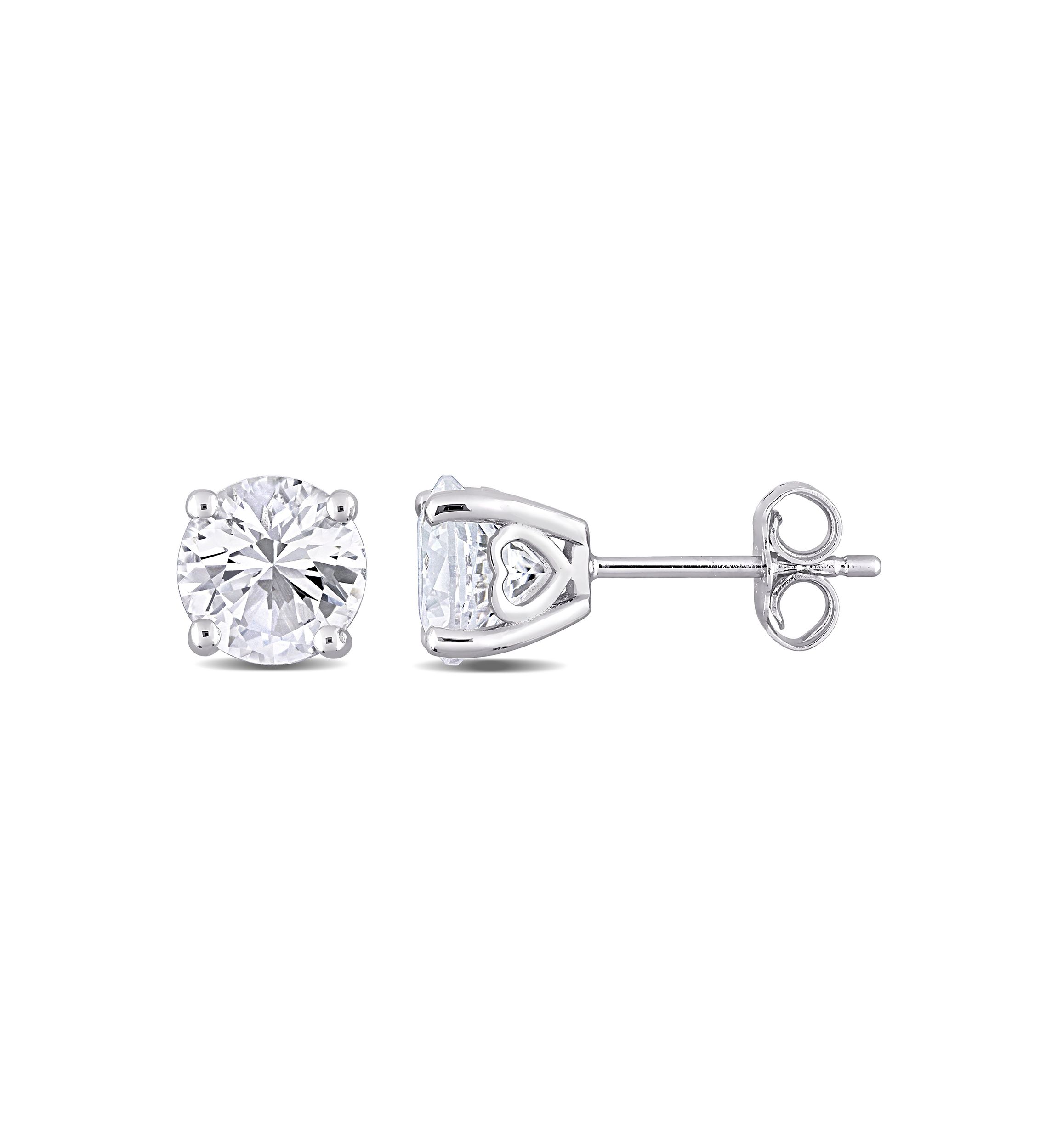 Lab Created 3.22 ct. t.g.w. Created White Sapphire Solitaire Stud Earrings in Sterling Silver