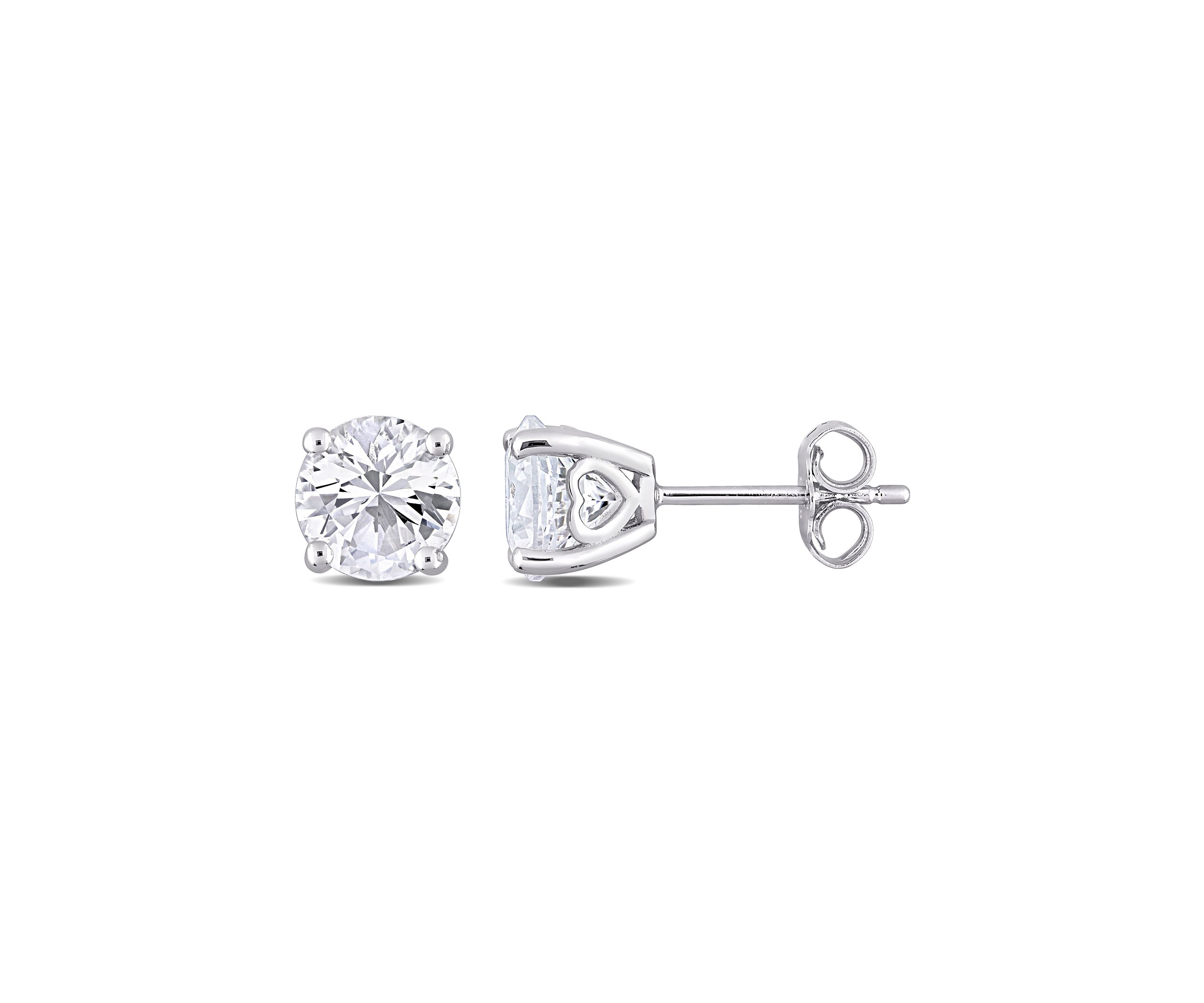 Lab Created 3.22 ct. t.g.w. Created White Sapphire Solitaire Stud Earrings in Sterling Silver