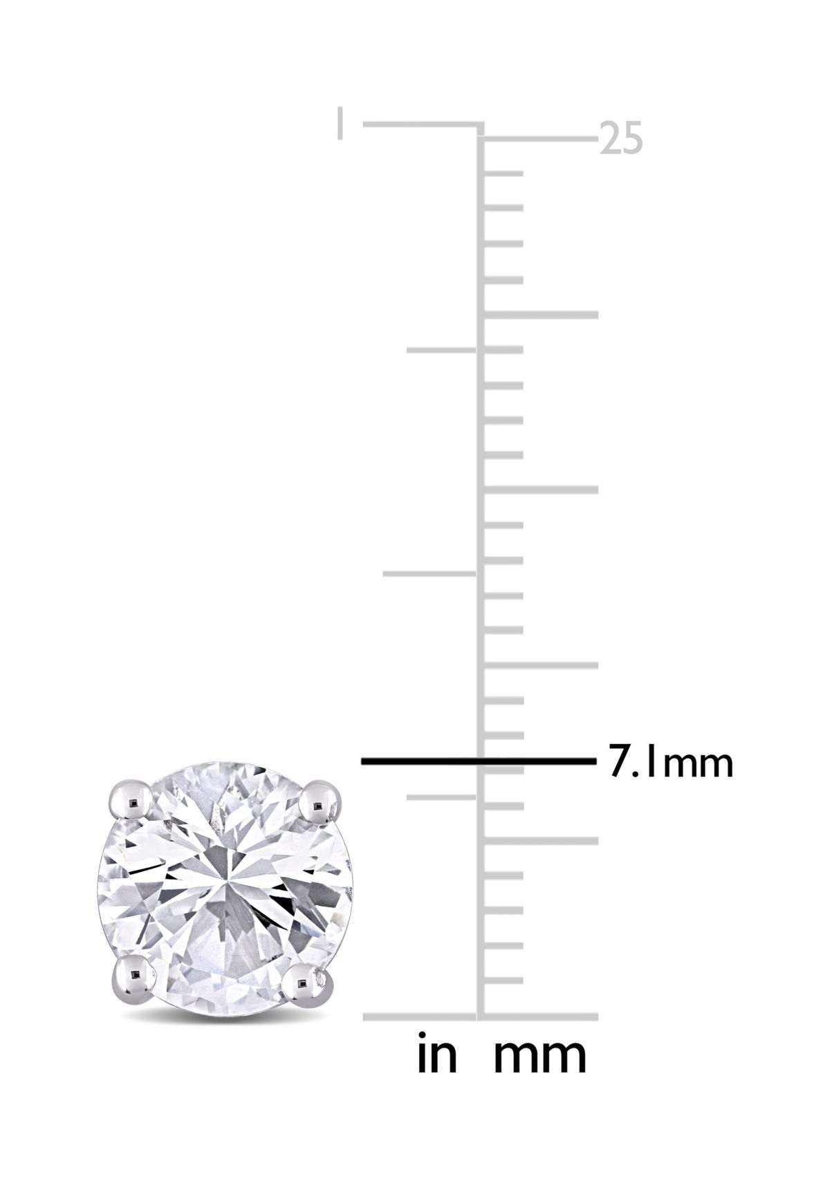 Lab Created 3.22 ct. t.g.w. Created White Sapphire Solitaire Stud Earrings in Sterling Silver