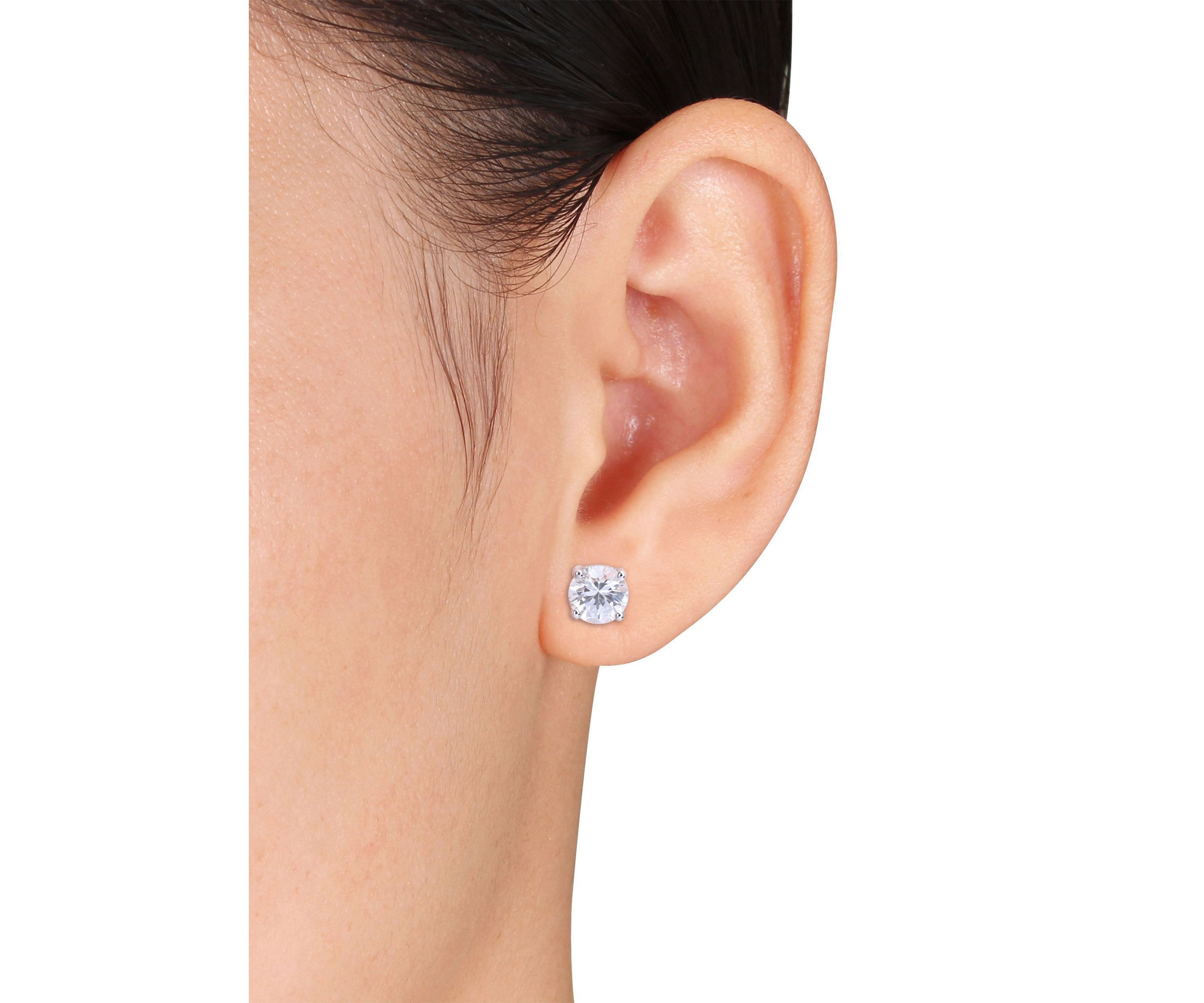 Lab Created 3.22 ct. t.g.w. Created White Sapphire Solitaire Stud Earrings in Sterling Silver