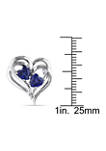1/10 ct. t.w. Lab Created Diamond and 2.28 ct. t.w. Created Blue Sapphire Heart Earrings in Sterling Silver