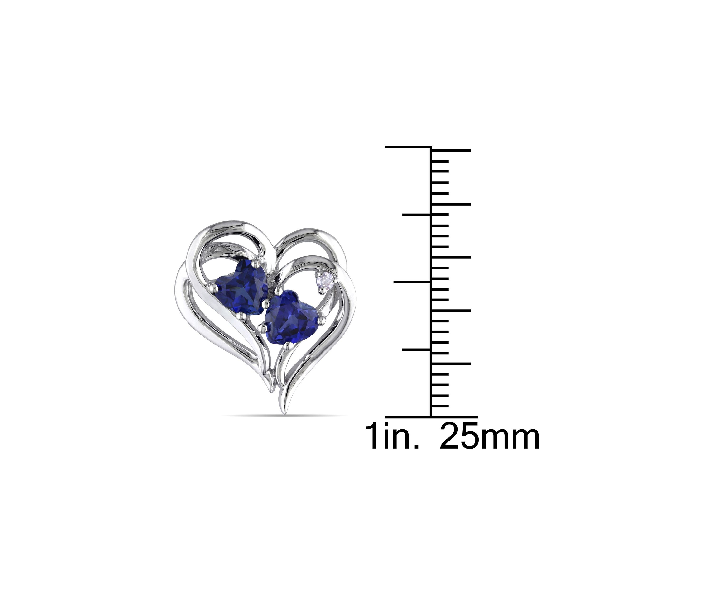 Lab Created Diamond and Created Blue Sapphire Heart Earrings in Sterling Silver