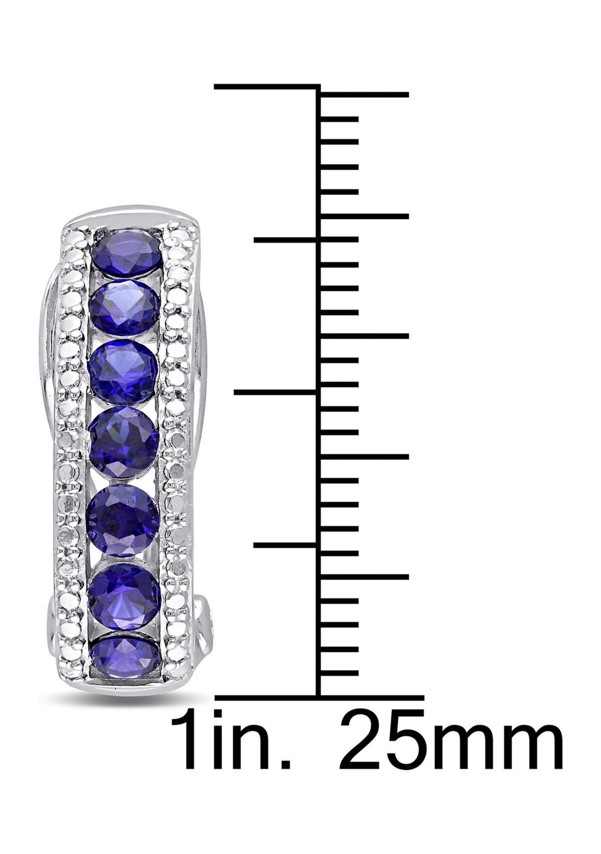 Lab Created Channel Set Created Blue Sapphire Earrings in Sterling Silver