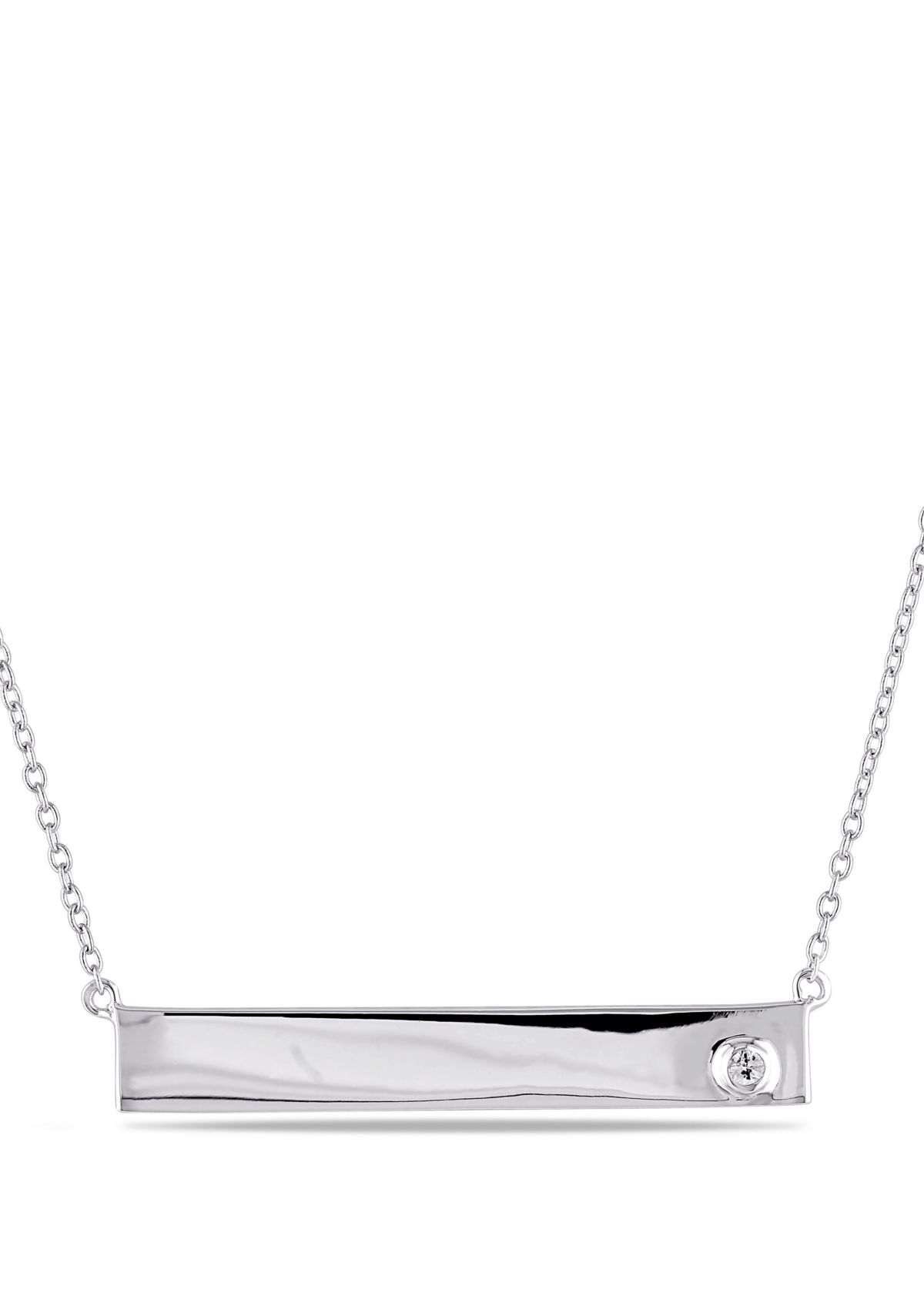 White Sapphire Linear Necklace in Sterling Silver